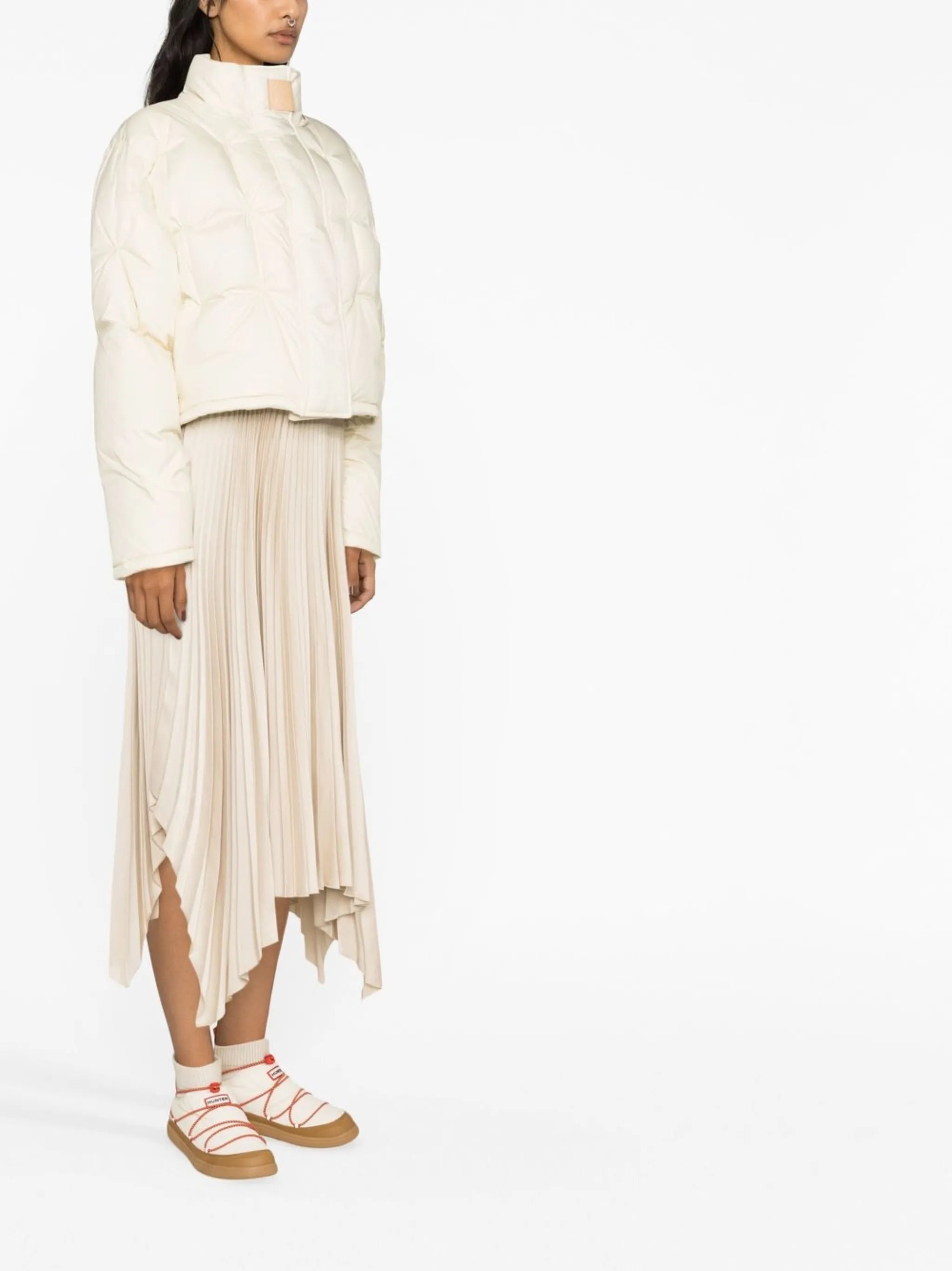 pleated handkerchief hem skirt