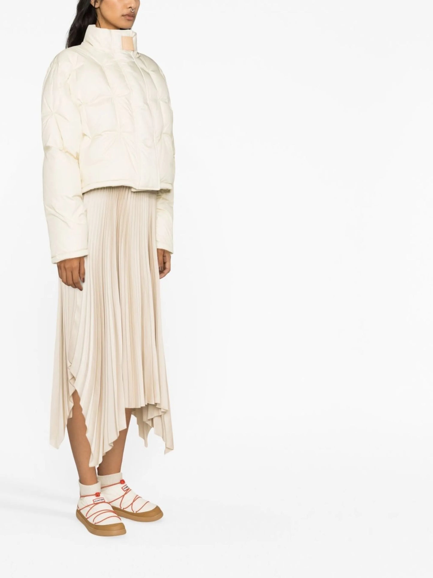 pleated handkerchief hem skirt