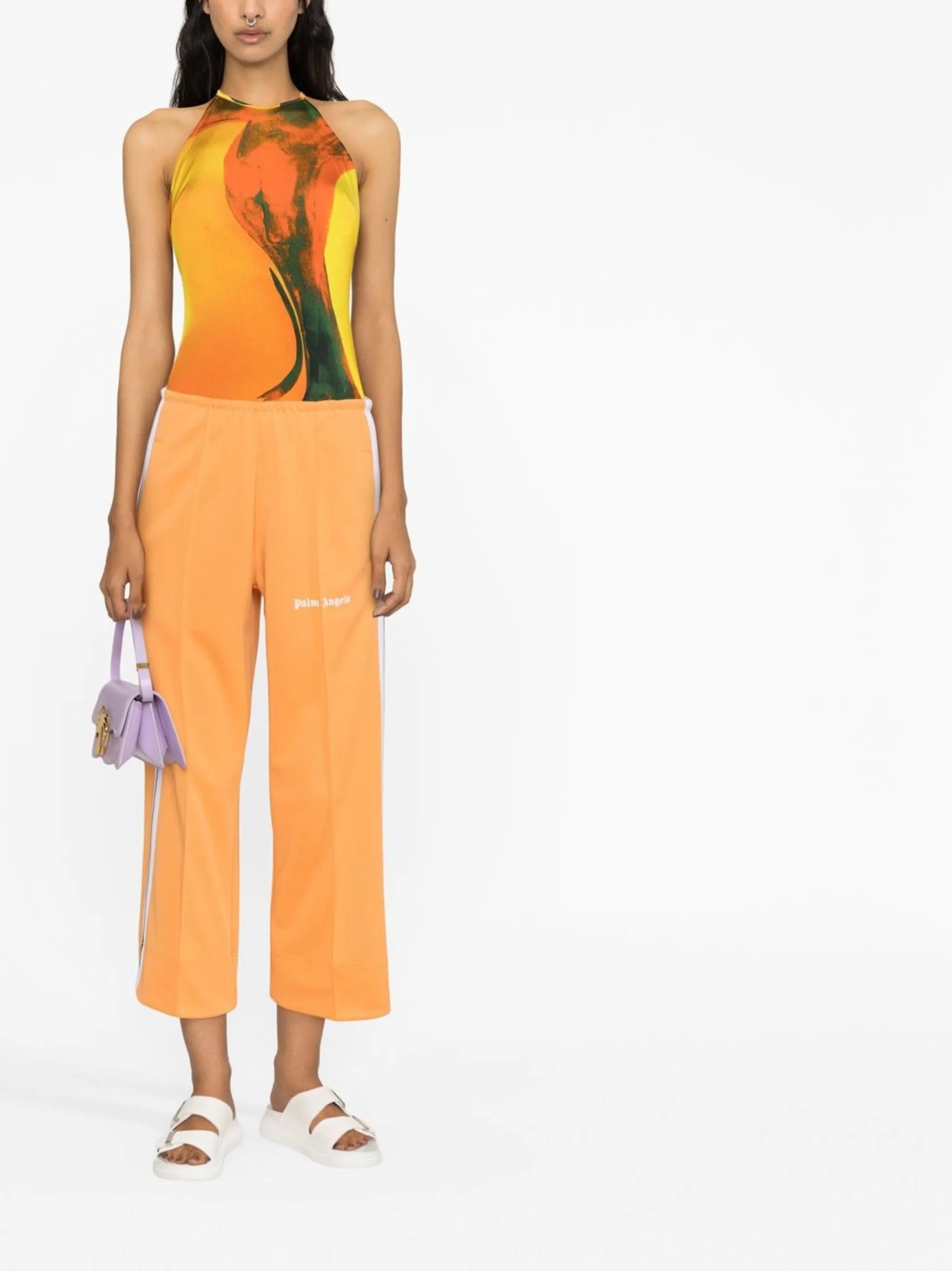 side-stripe cropped track pants