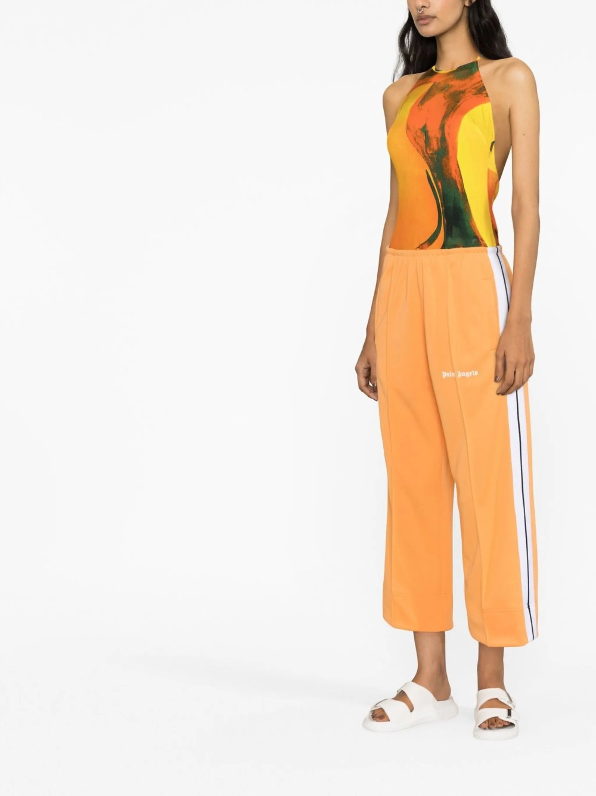 side-stripe cropped track pants