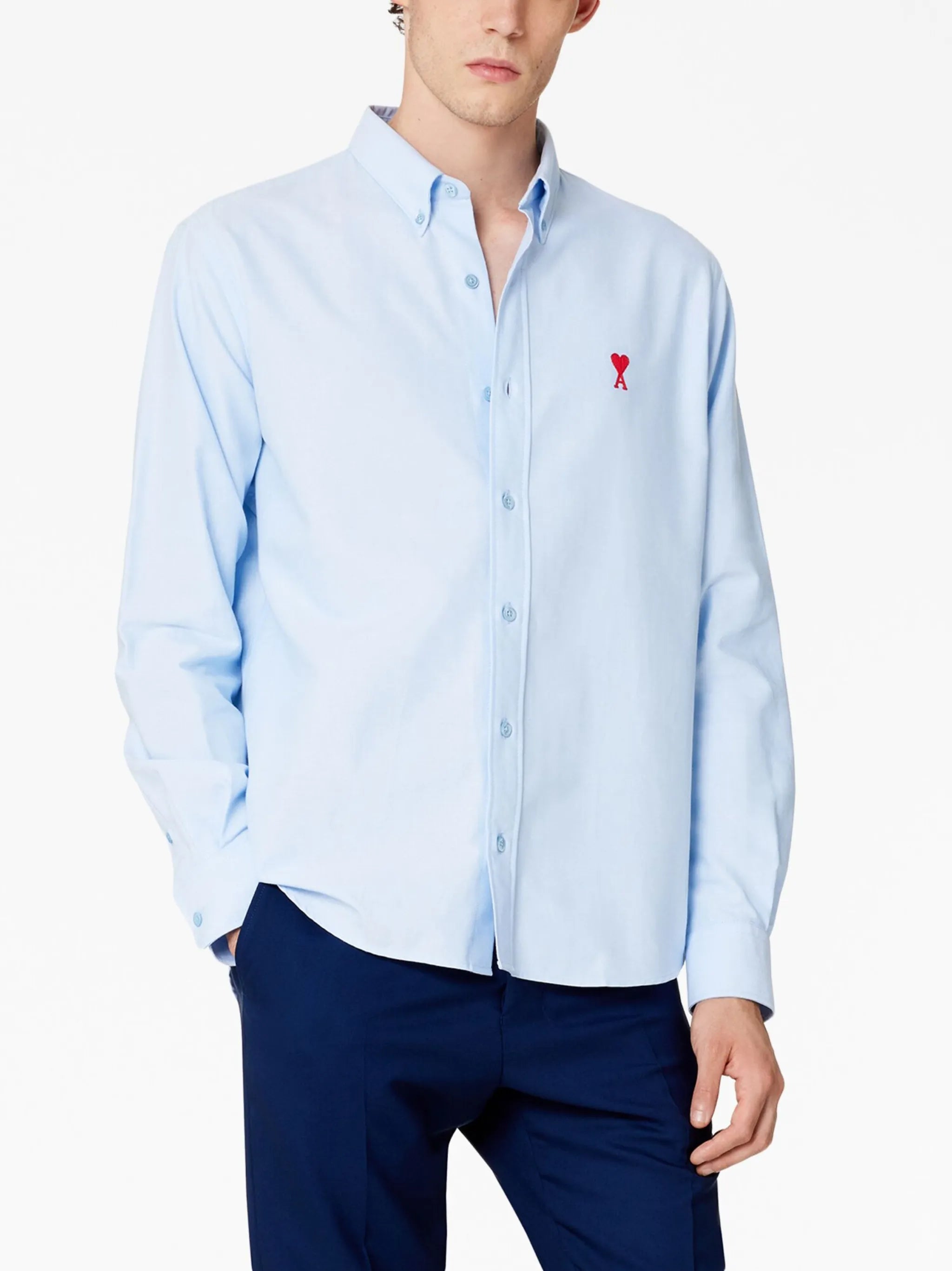 embroidered-logo poplin shirt