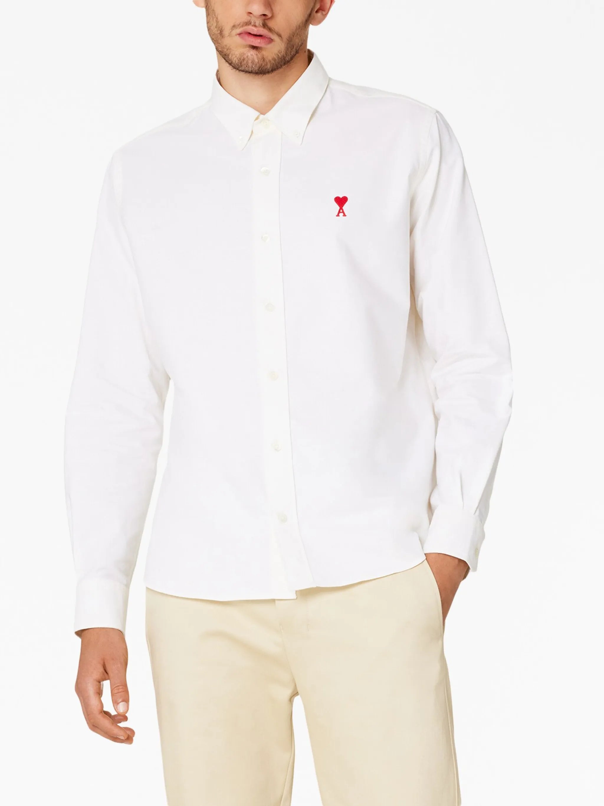 embroidered-logo poplin shirt