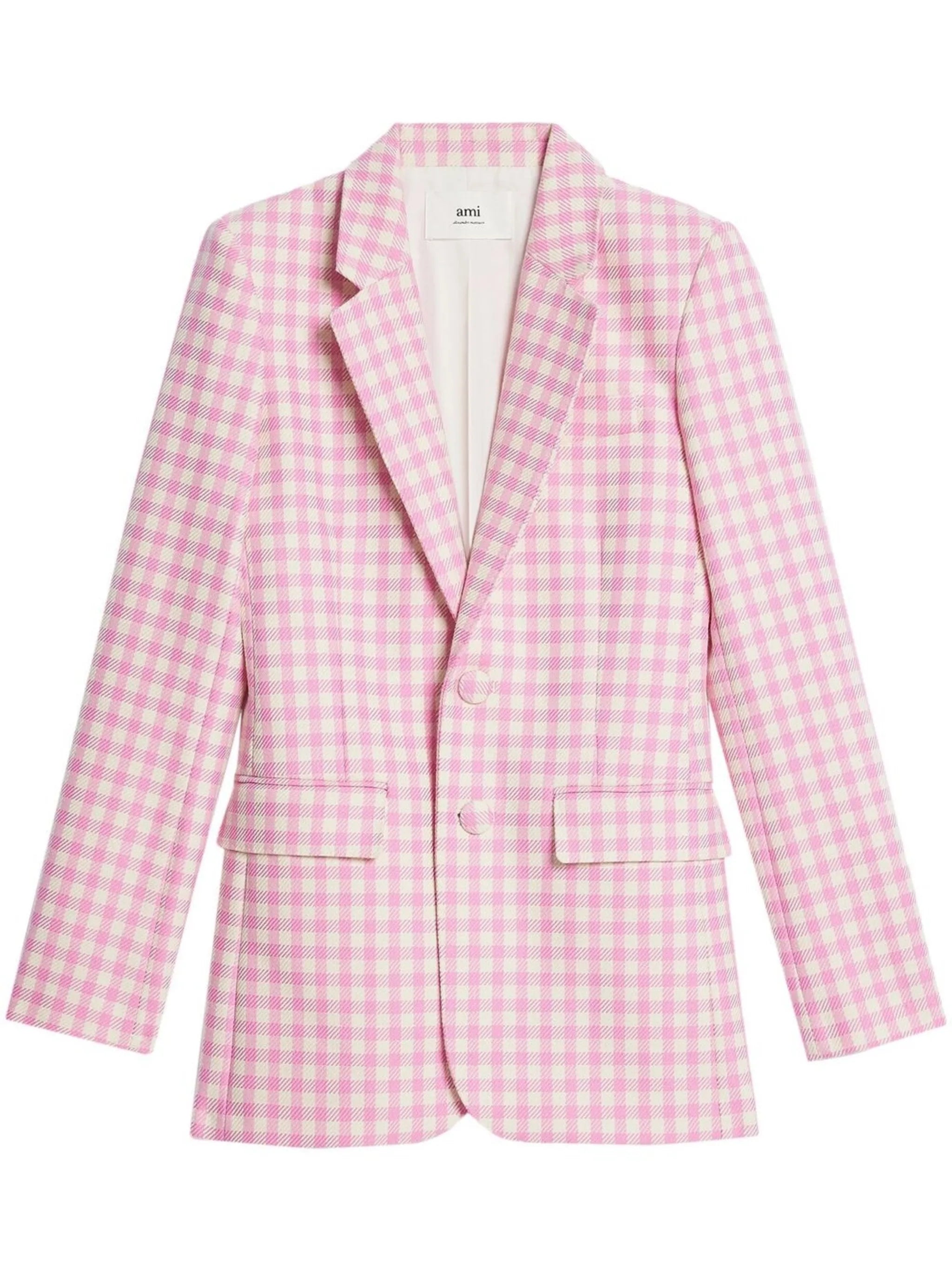 check-print single-breasted blazer