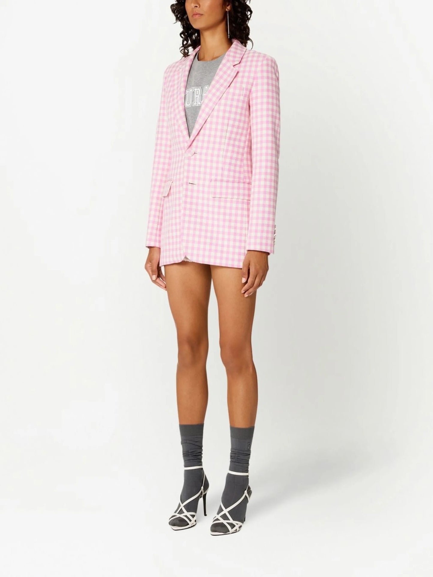 check-print single-breasted blazer