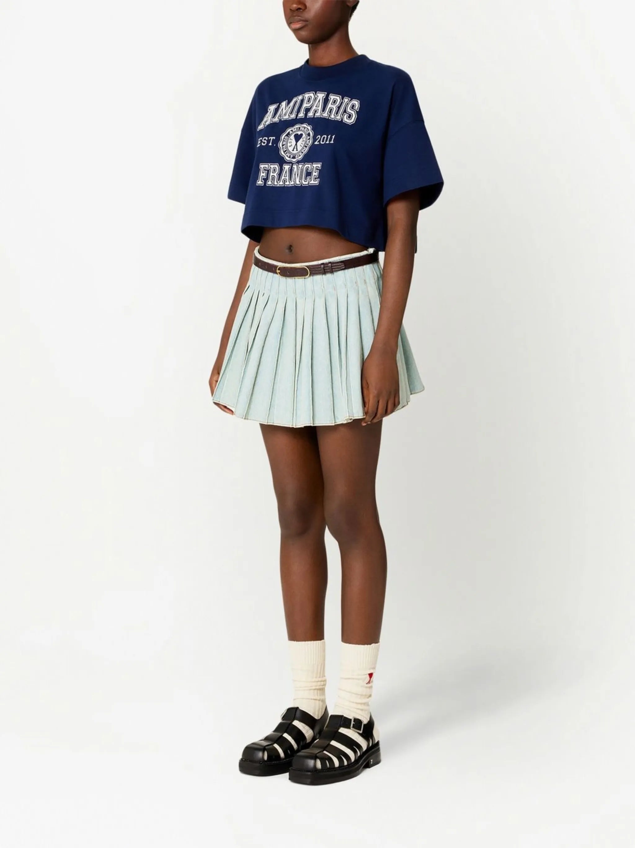 logo-print cropped cotton T-shirt