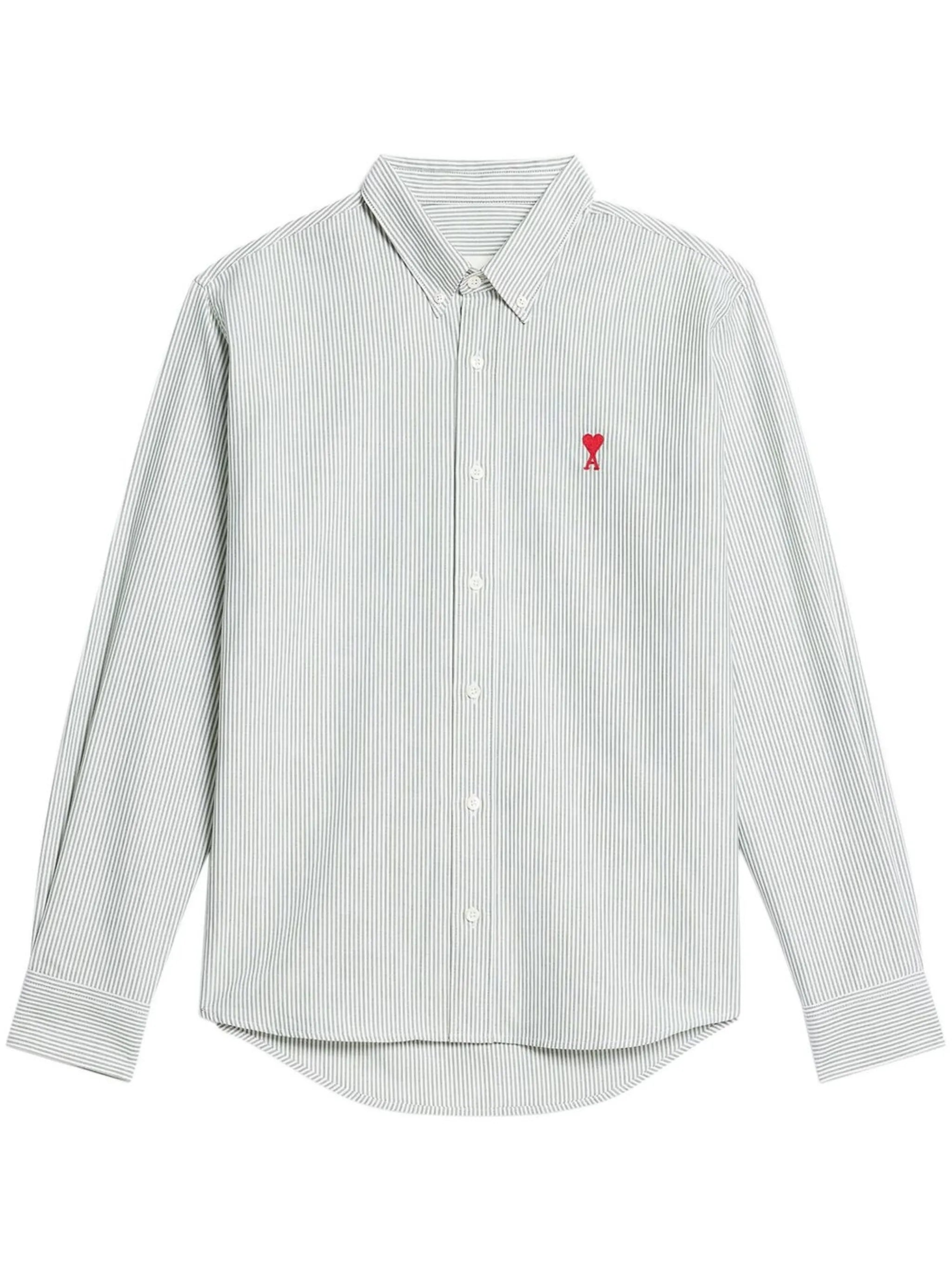 striped button-collar shirt