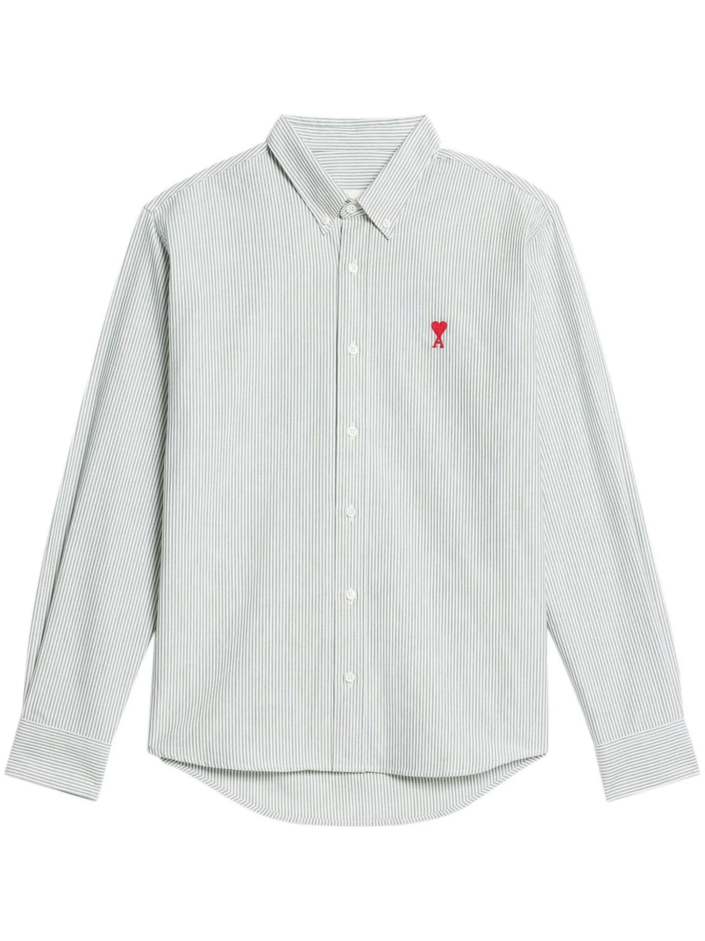 striped button-collar shirt
