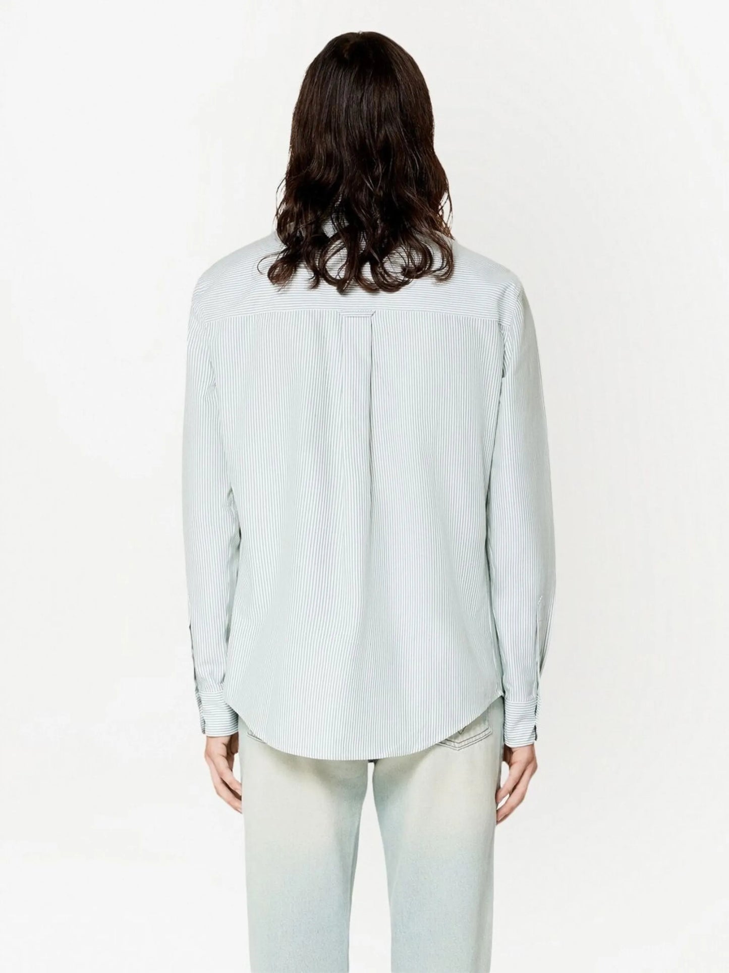 striped button-collar shirt