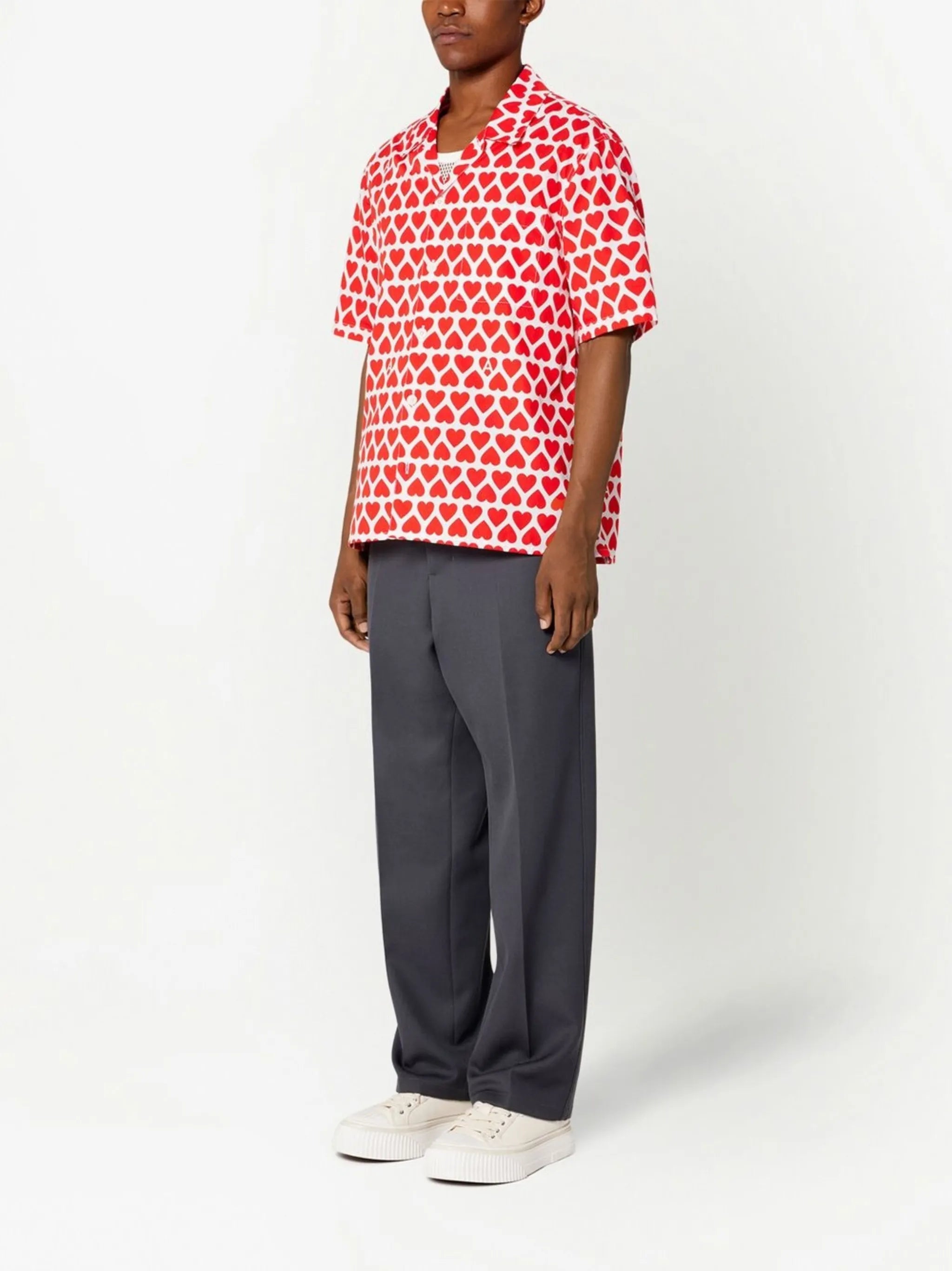 heart-print short-sleeve shirt