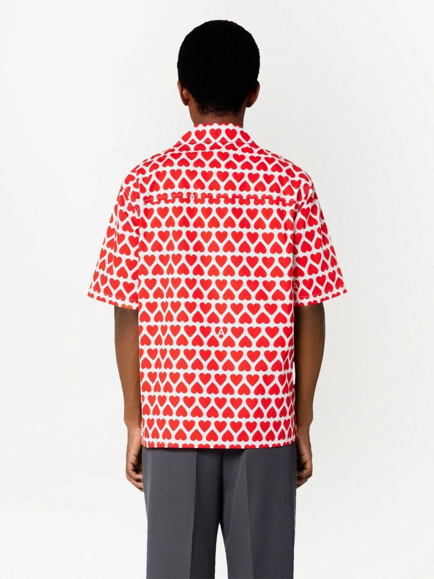 heart-print short-sleeve shirt
