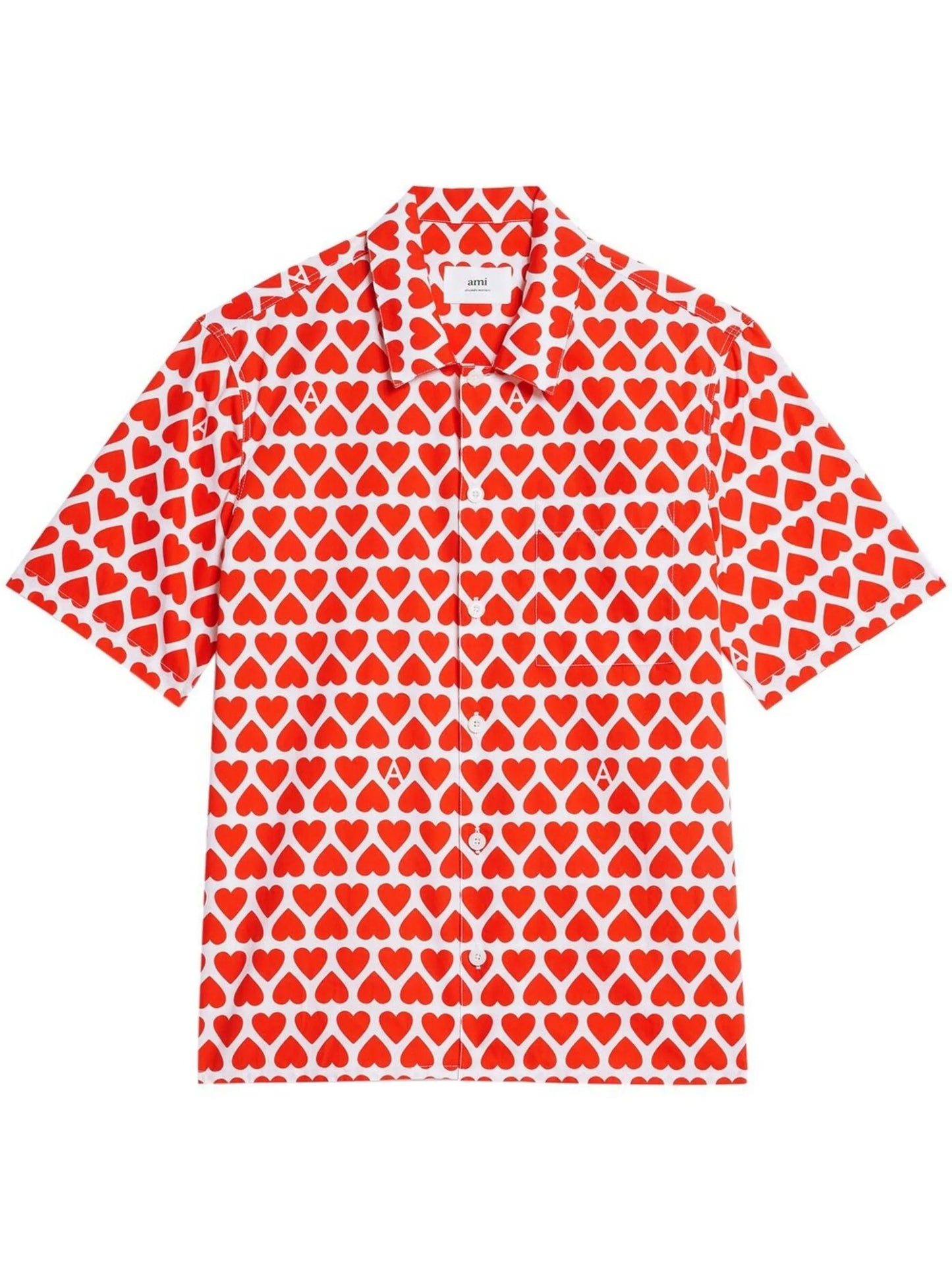 heart-print short-sleeve shirt
