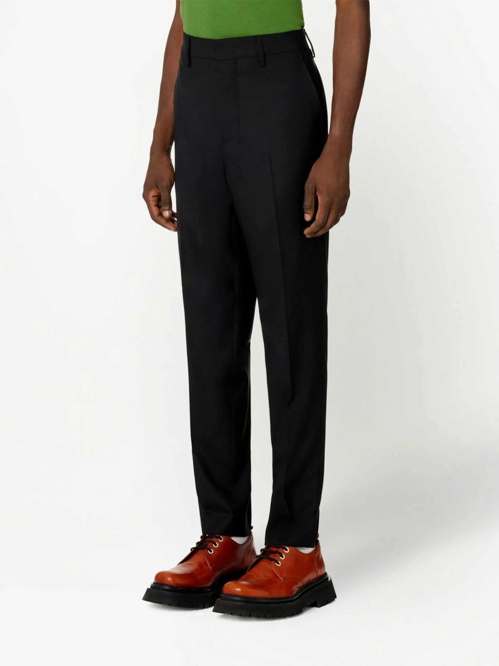 pressed crease tailored trousers