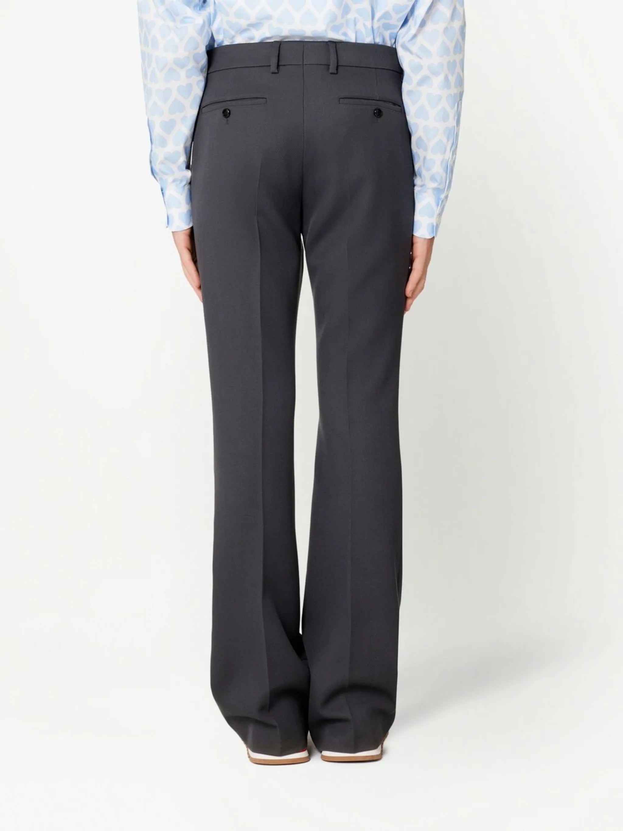 pressed-crease tailored trousers