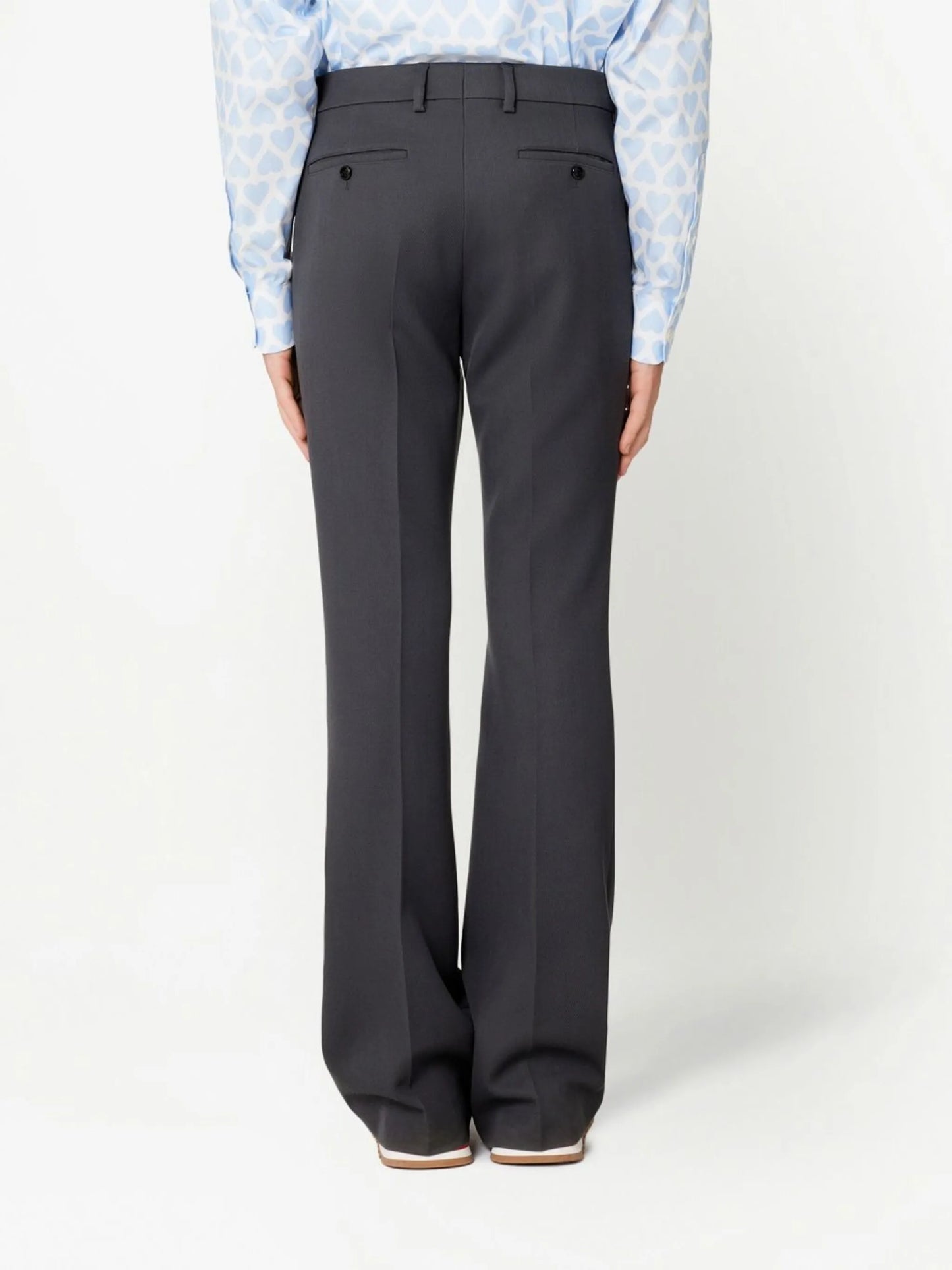 pressed-crease tailored trousers