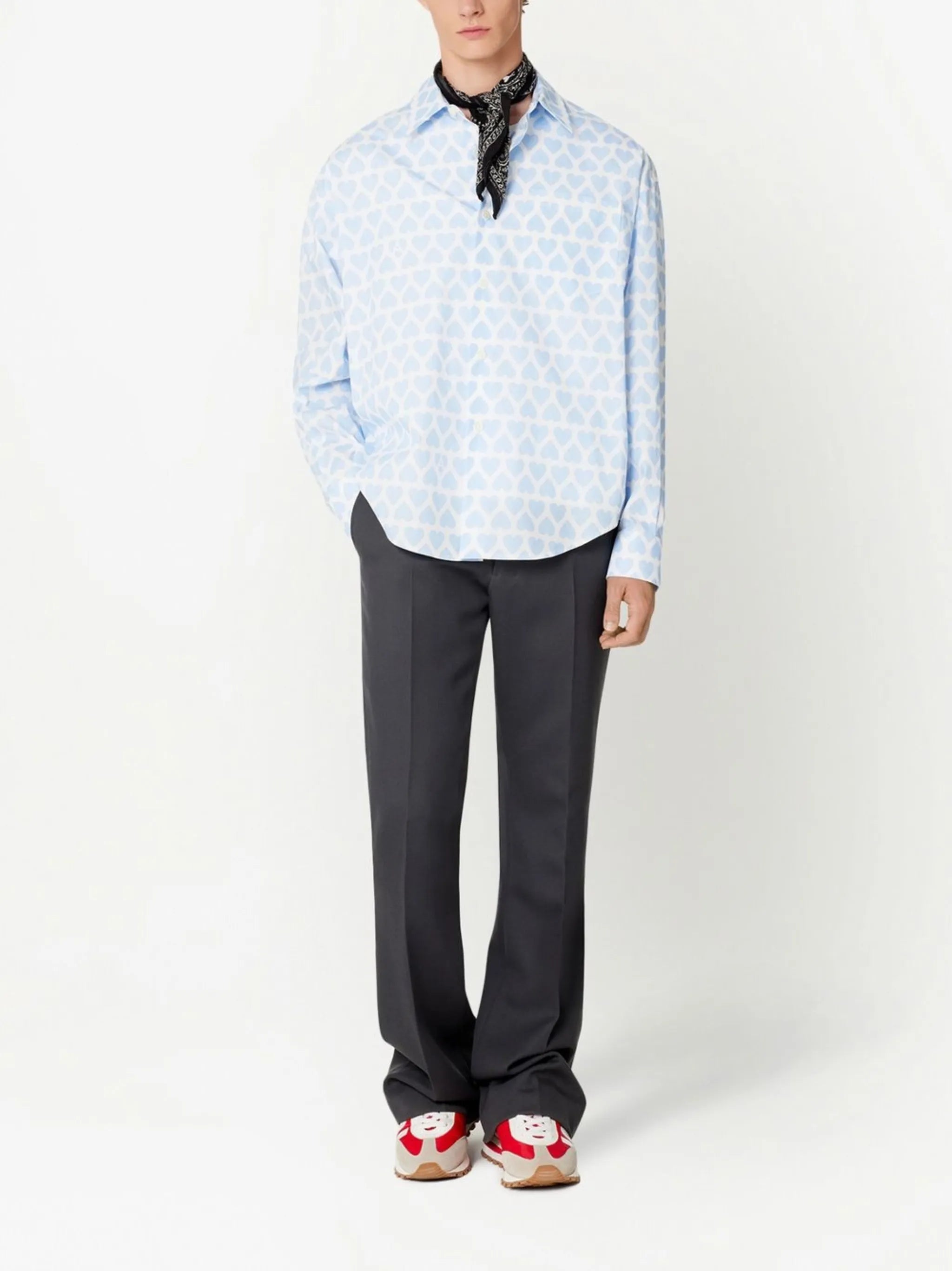pressed-crease tailored trousers