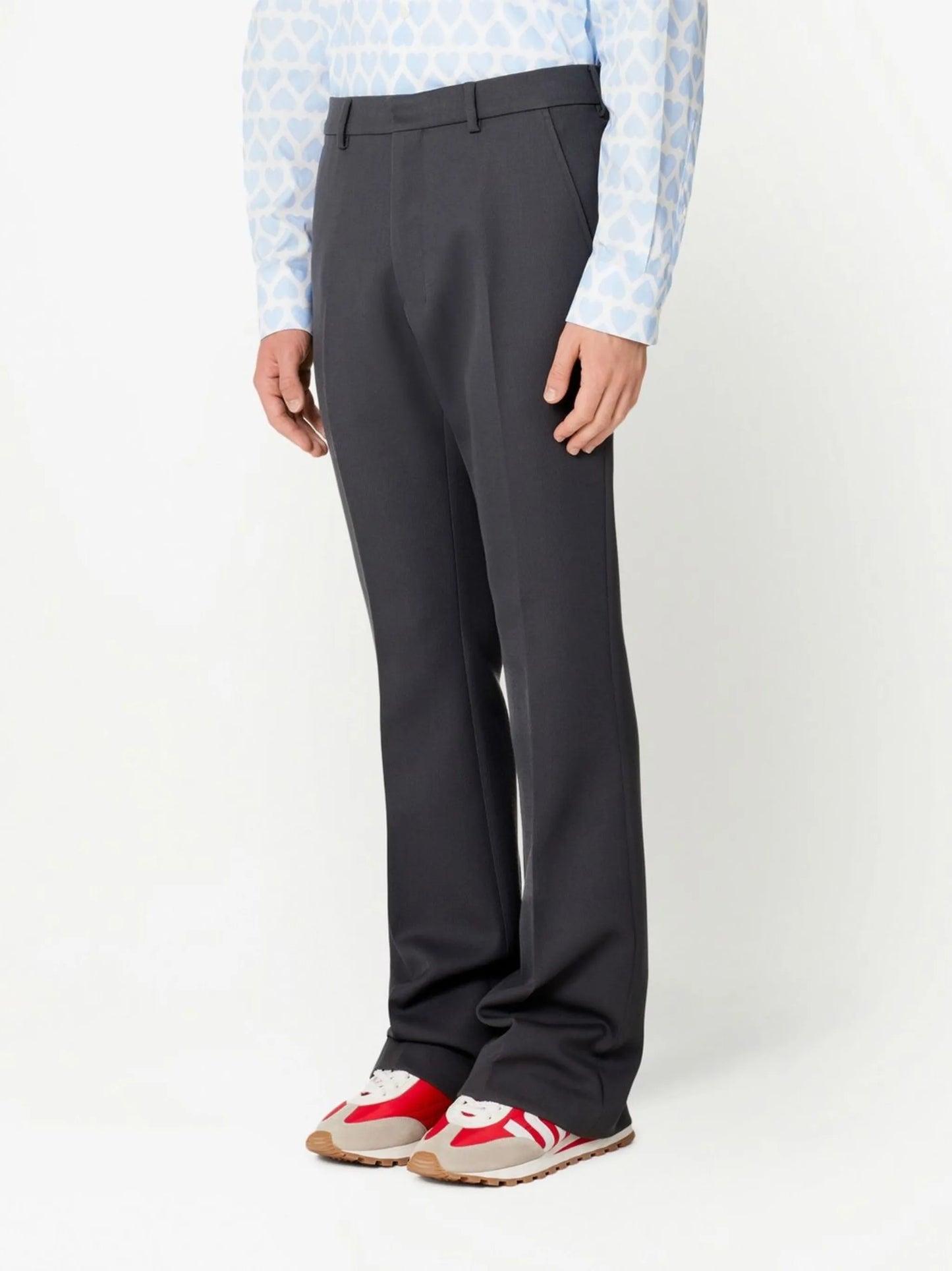 pressed-crease tailored trousers