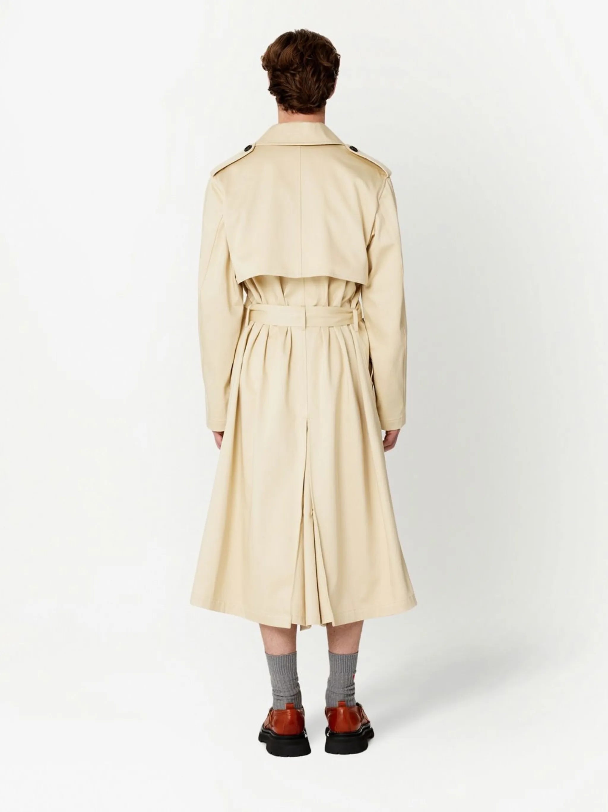 belted double-breasted trench coat