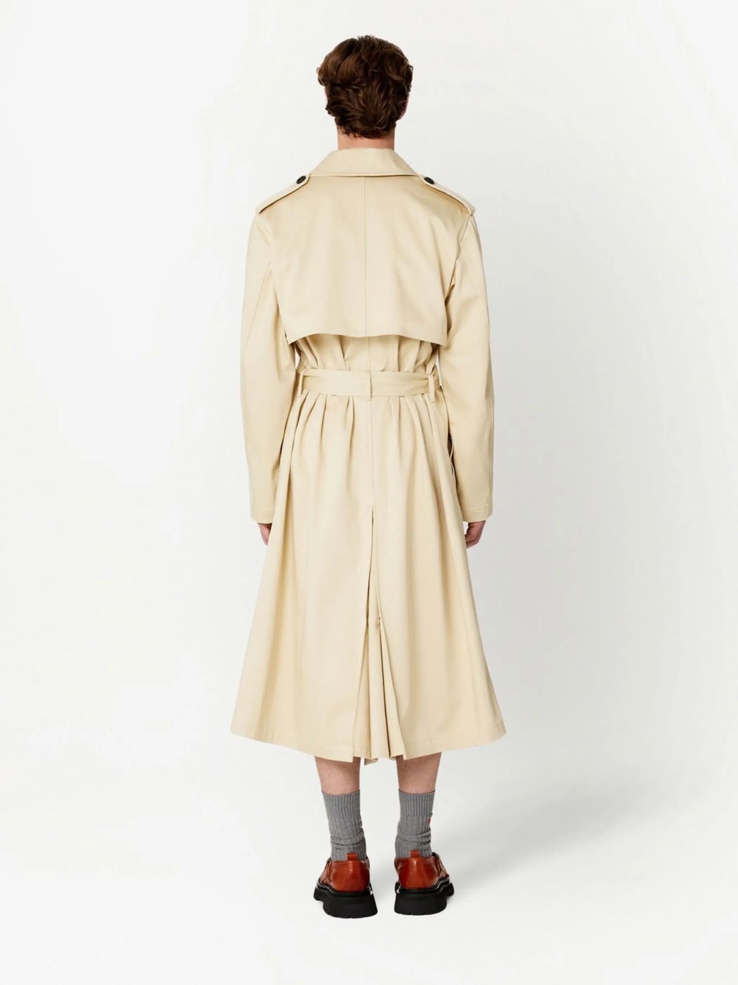 belted double-breasted trench coat