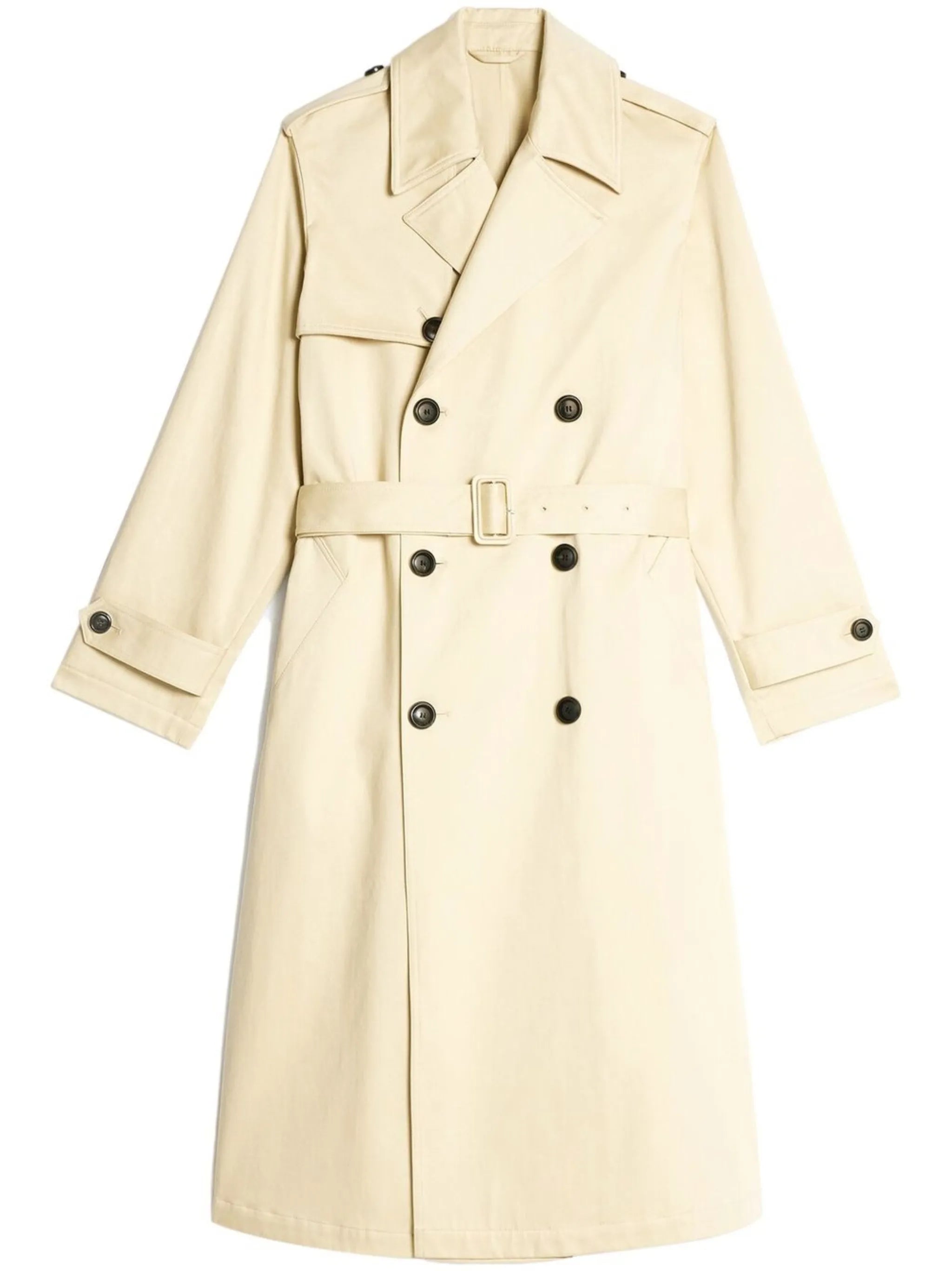 belted double-breasted trench coat