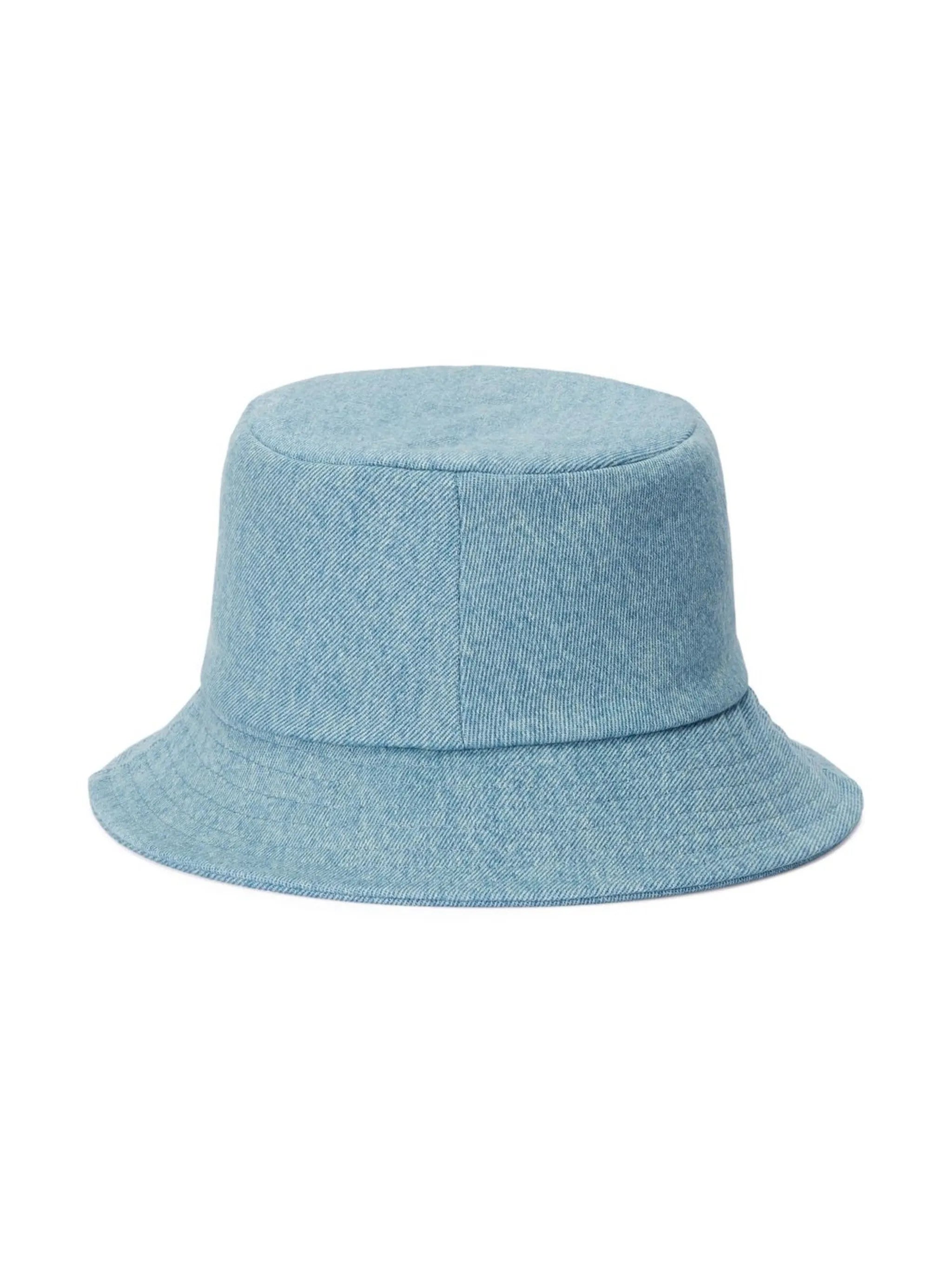 embroidered-logo denim bucket hat