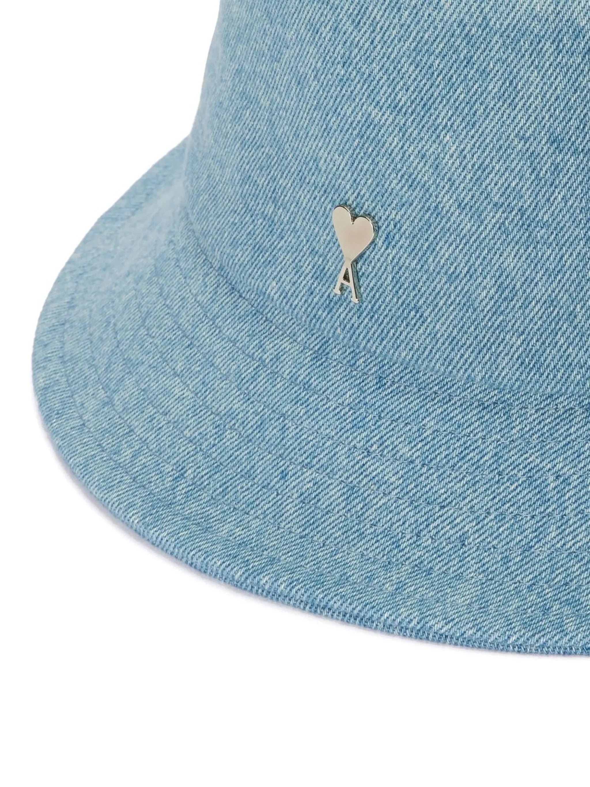 embroidered-logo denim bucket hat