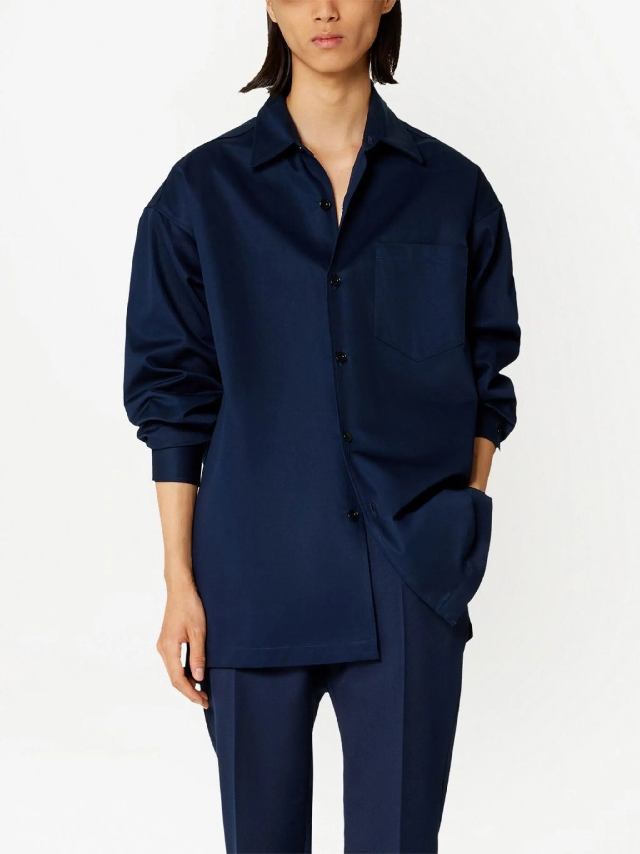 logo-print button-front shirt