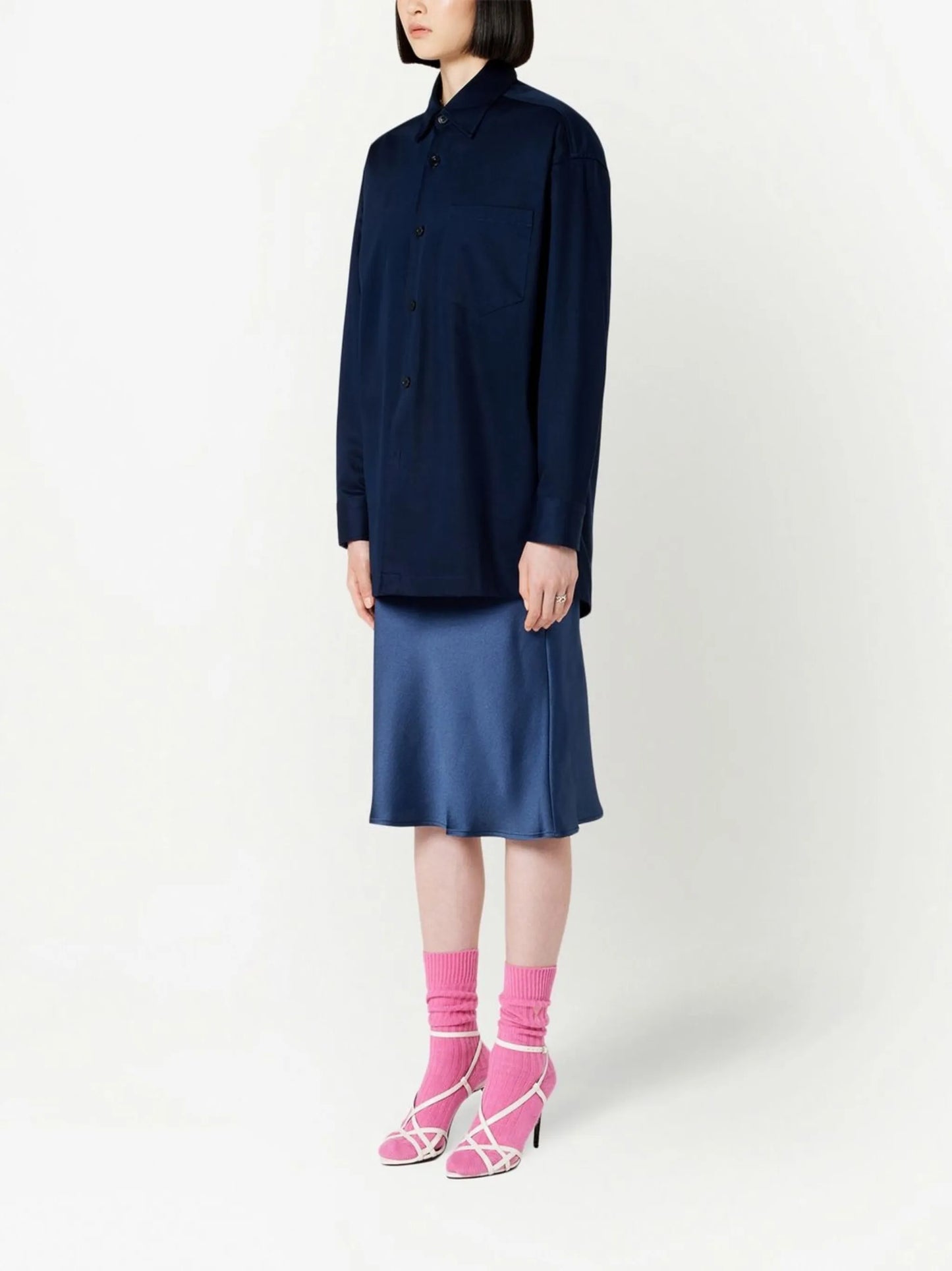 logo-print button-front shirt