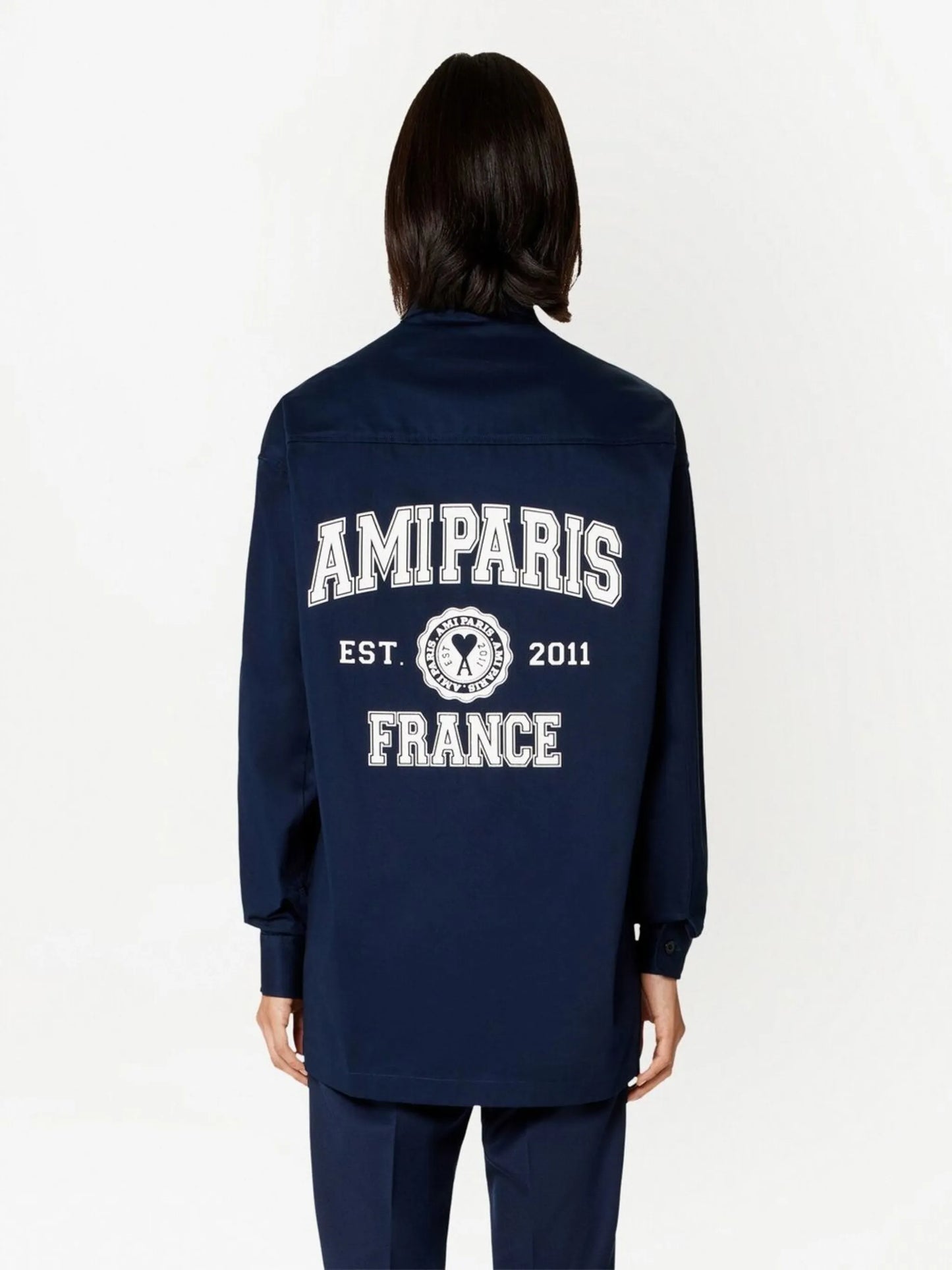 logo-print button-front shirt
