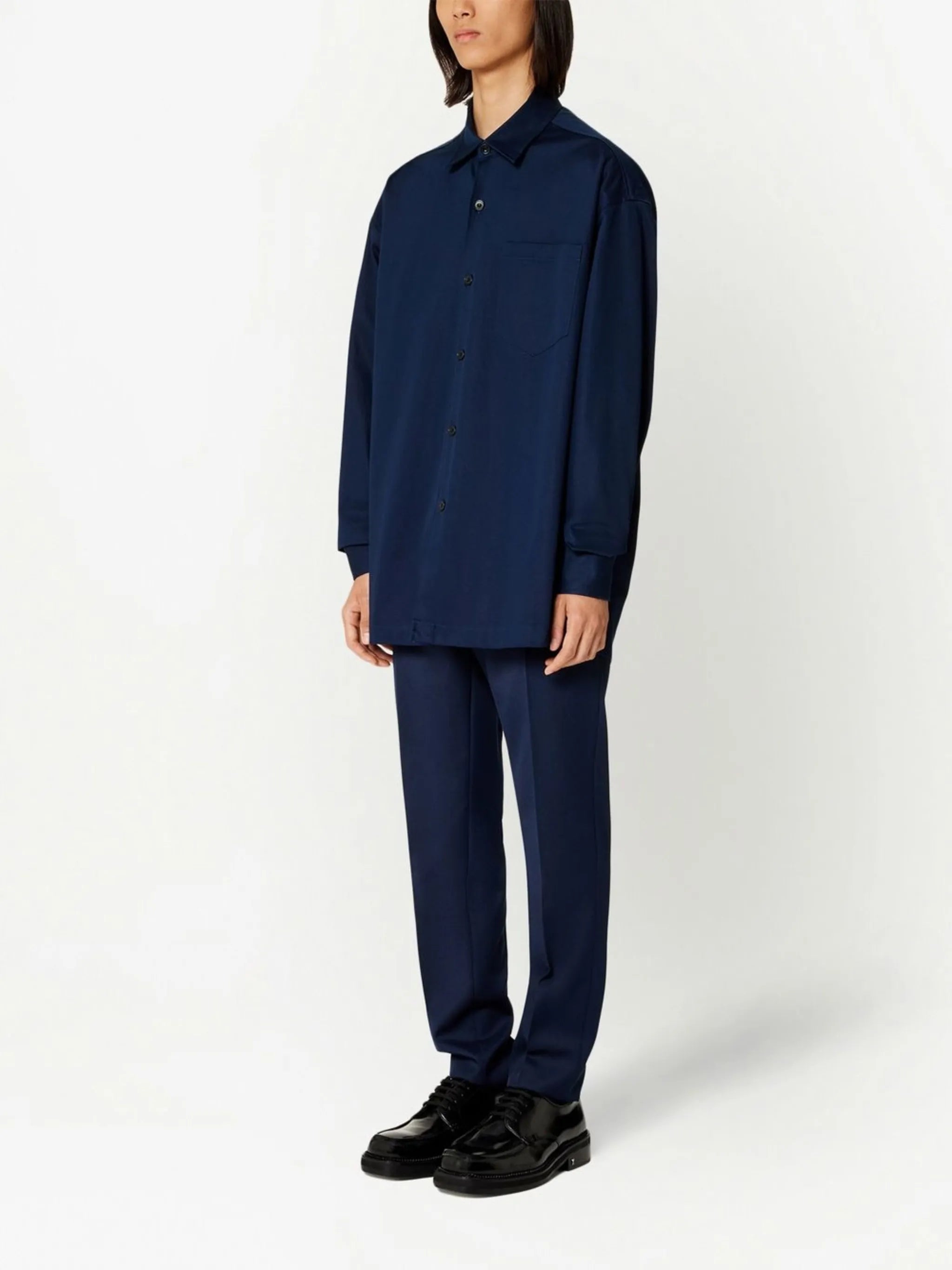 logo-print button-front shirt