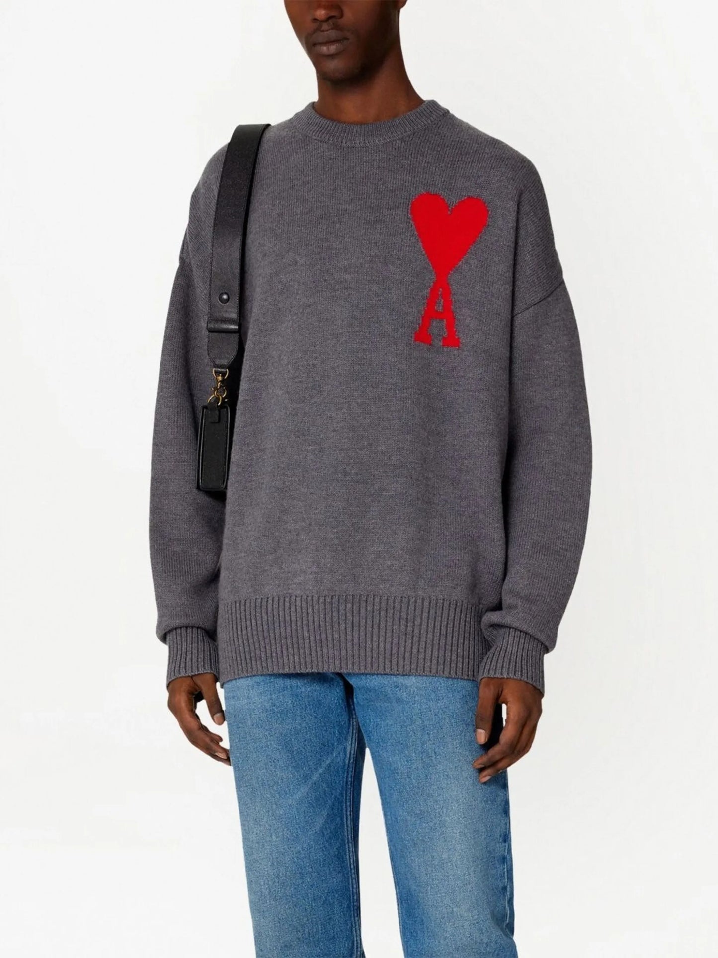 intarsia logo-knit crew neck jumper