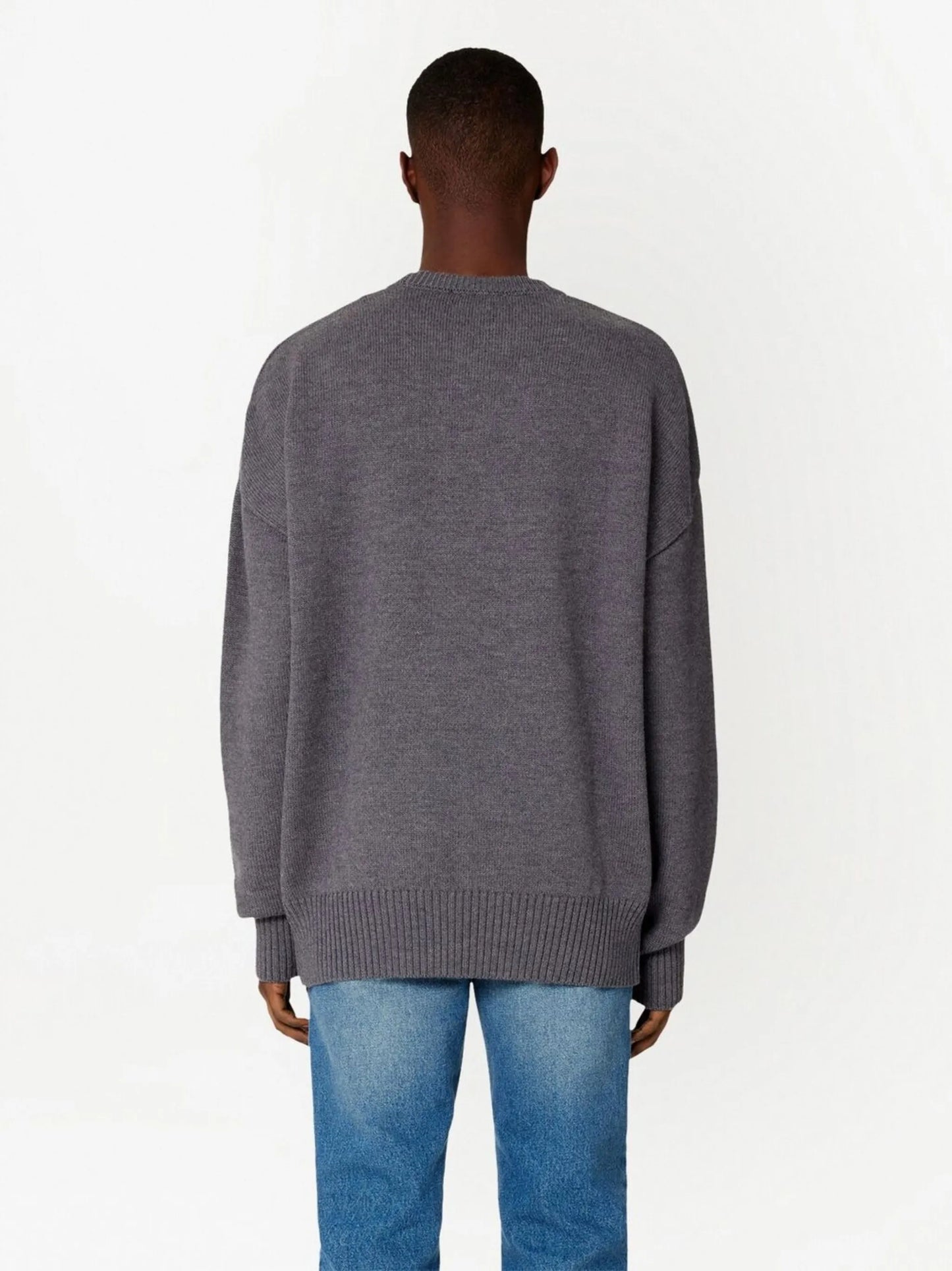 intarsia logo-knit crew neck jumper