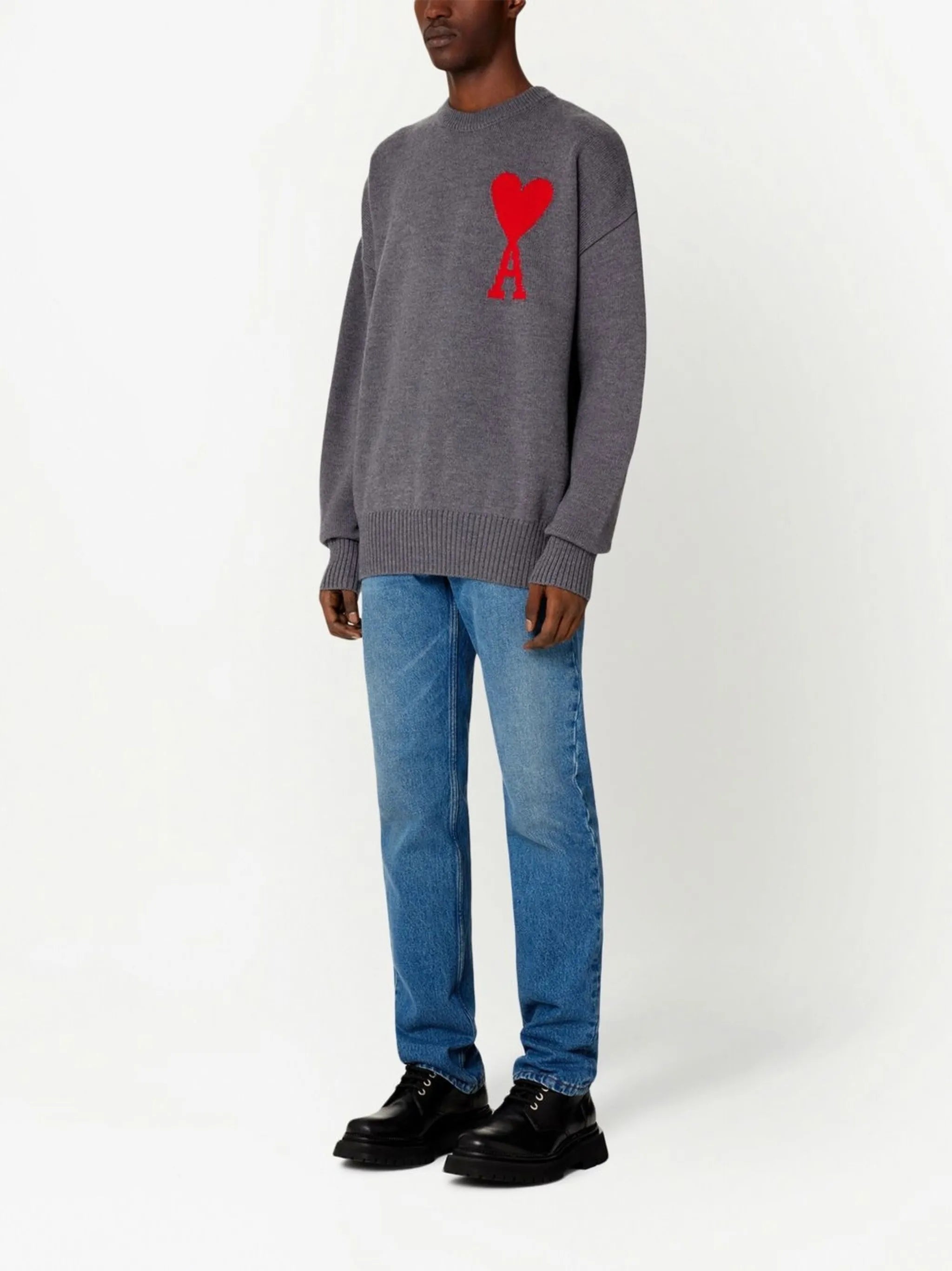intarsia logo-knit crew neck jumper