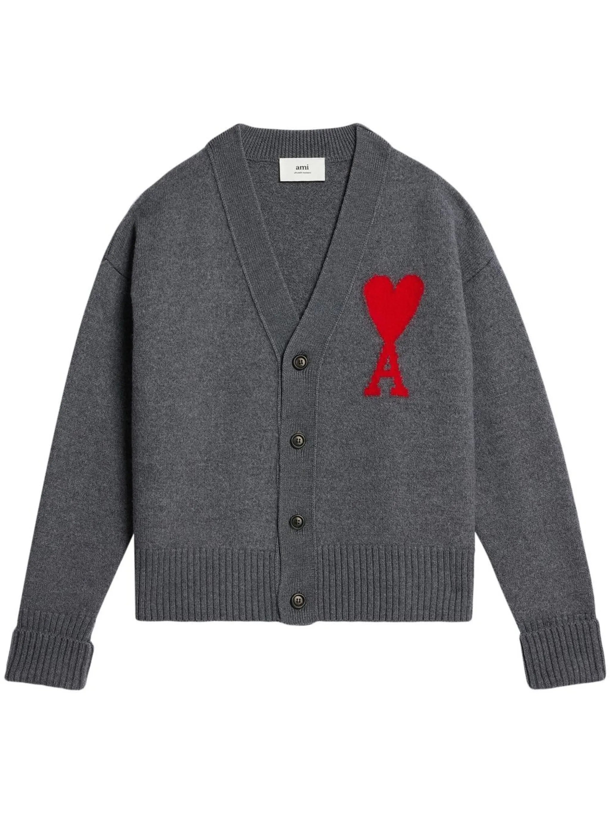 logo-intarsia wool cardigan