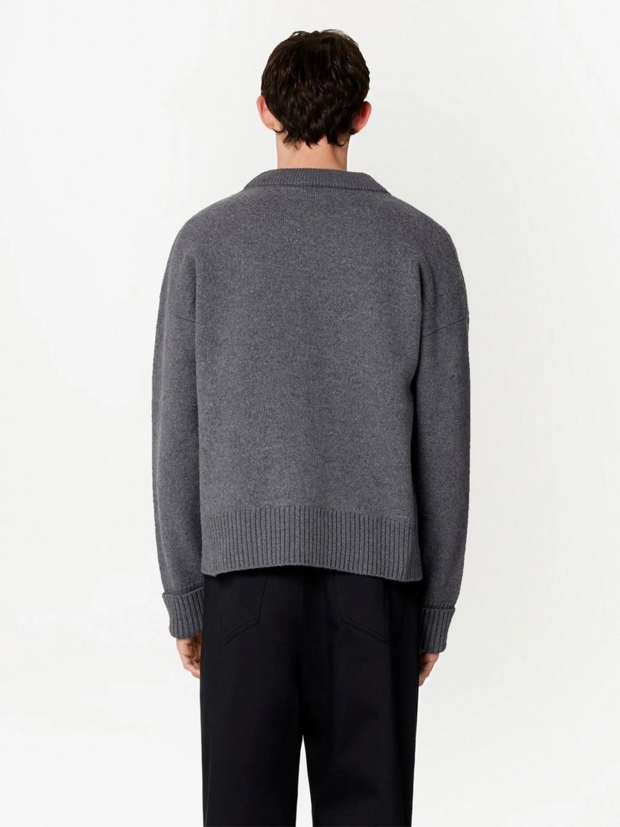 logo-intarsia wool cardigan