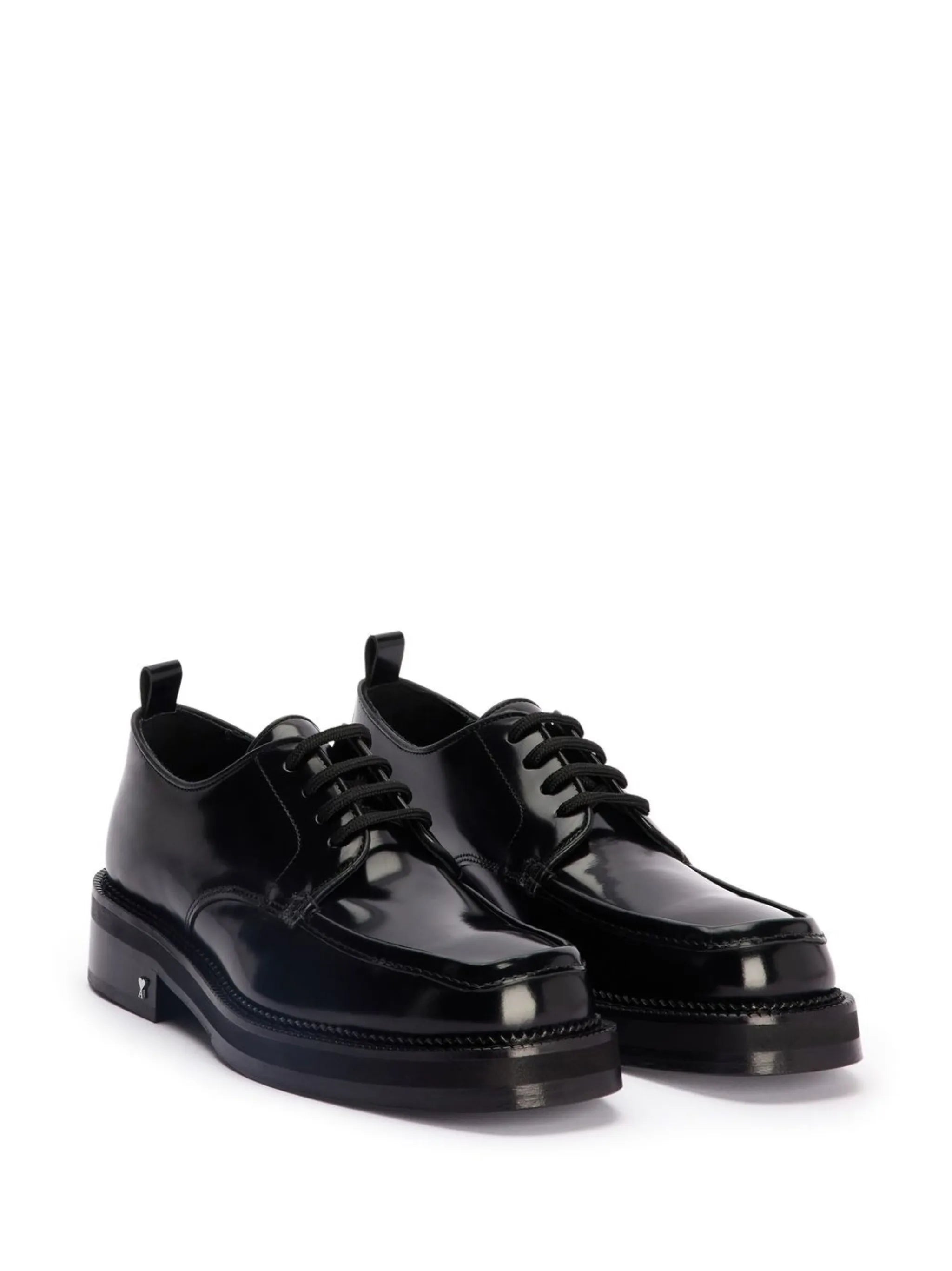 square-toe brushed leather derby shoes