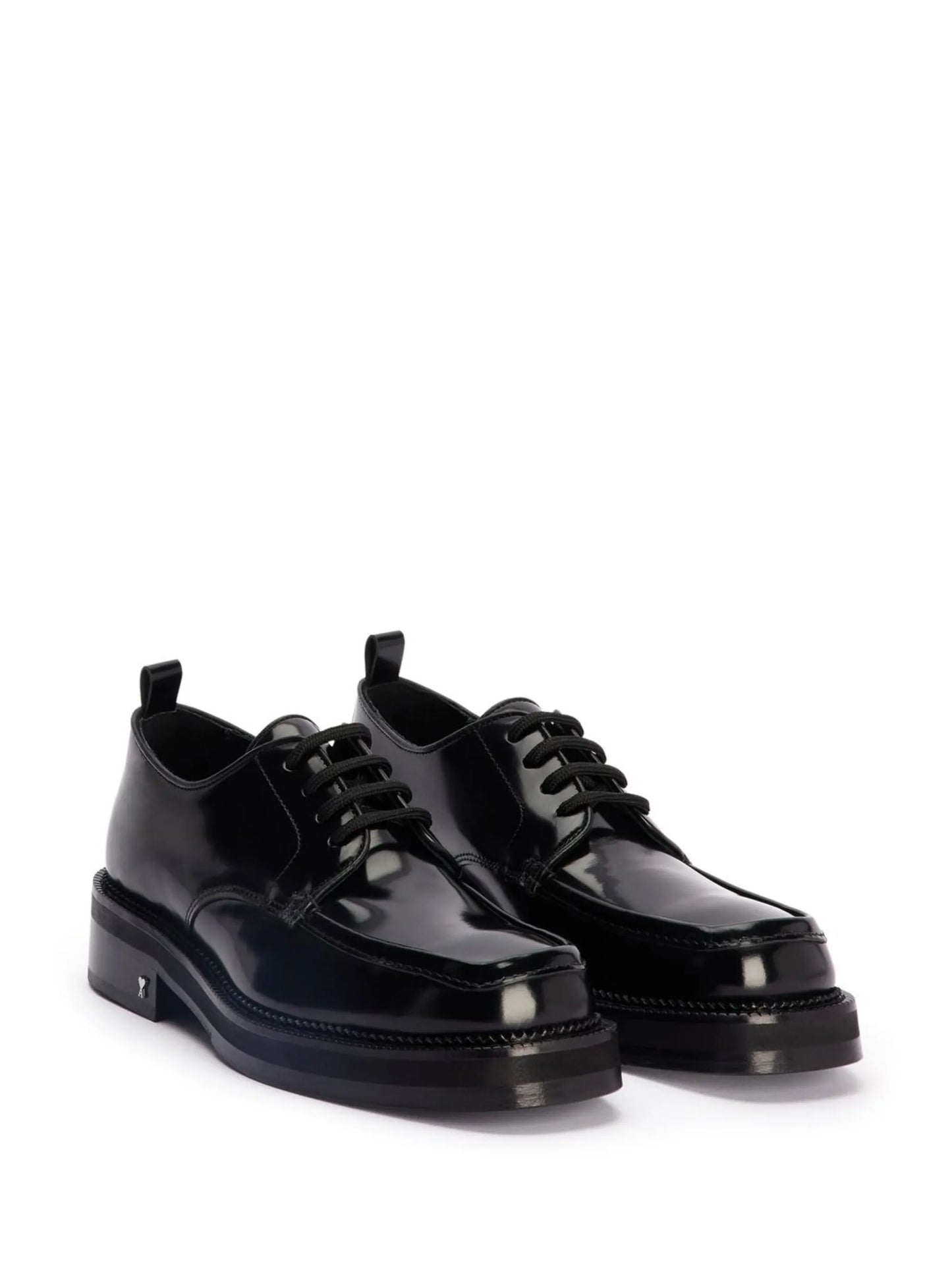 square-toe brushed leather derby shoes