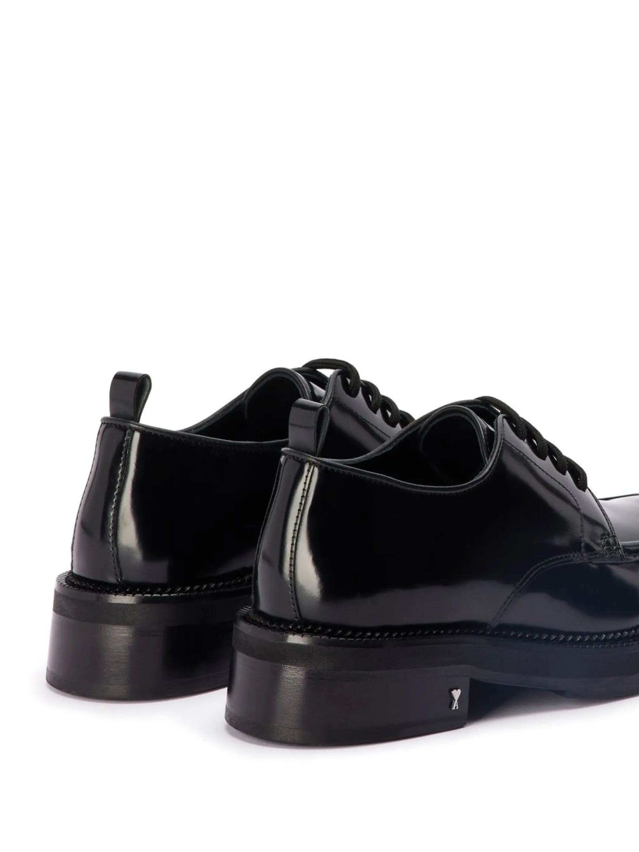 square-toe brushed leather derby shoes