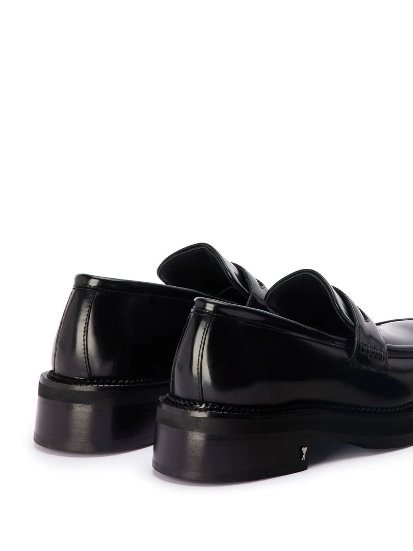square-toe patent-leather loafers