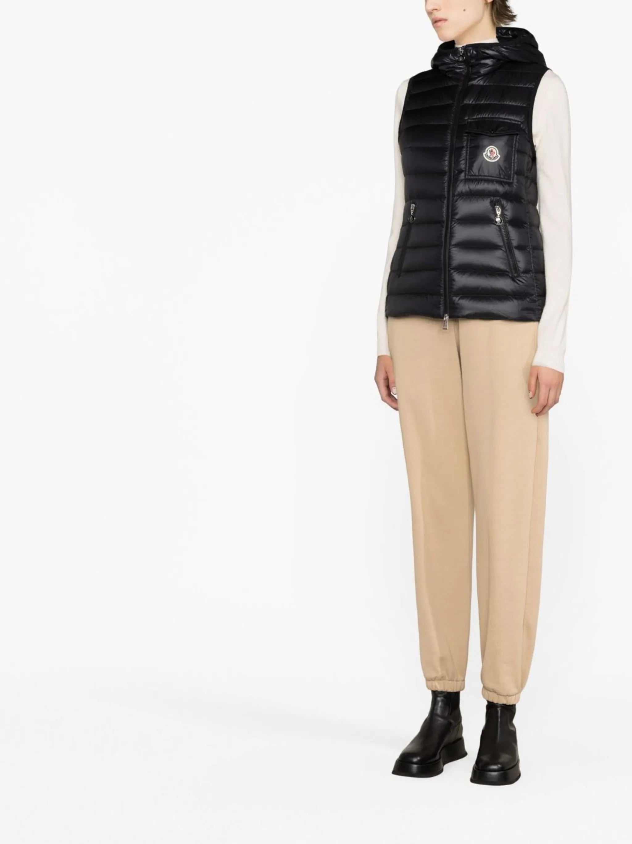 logo-print padded gilet