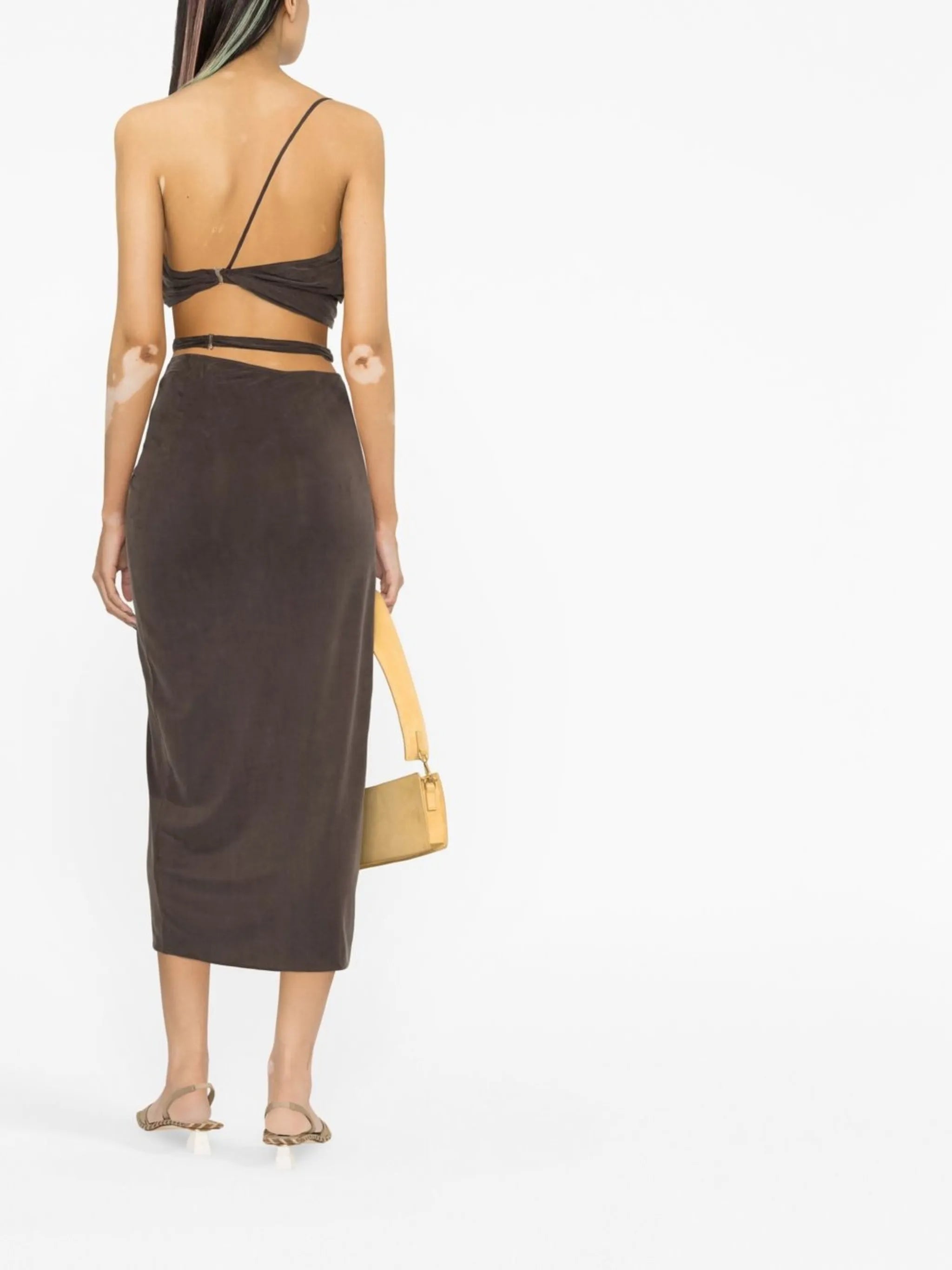 La jupe Espelho cut-out draped skirt