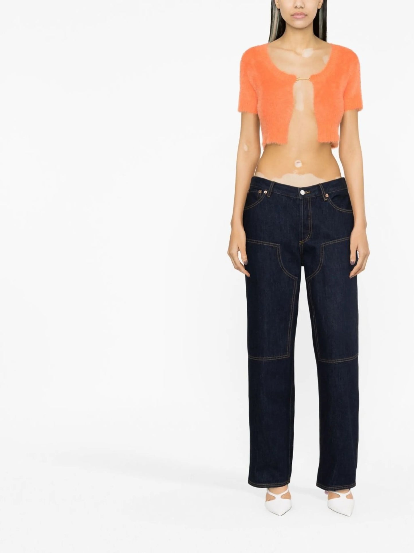 logo-plaque cropped cardigan
