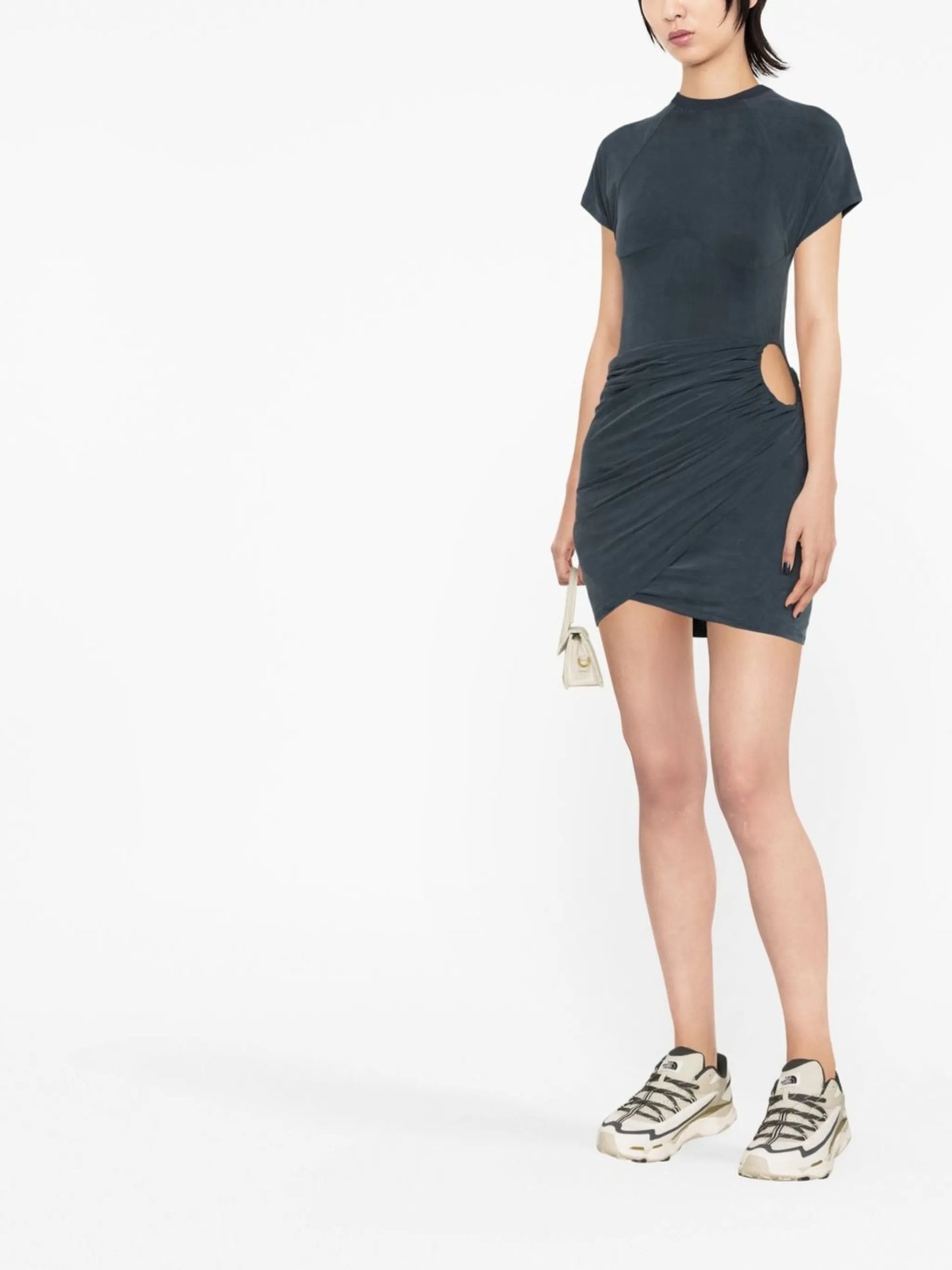 draped cut-out mini dress
