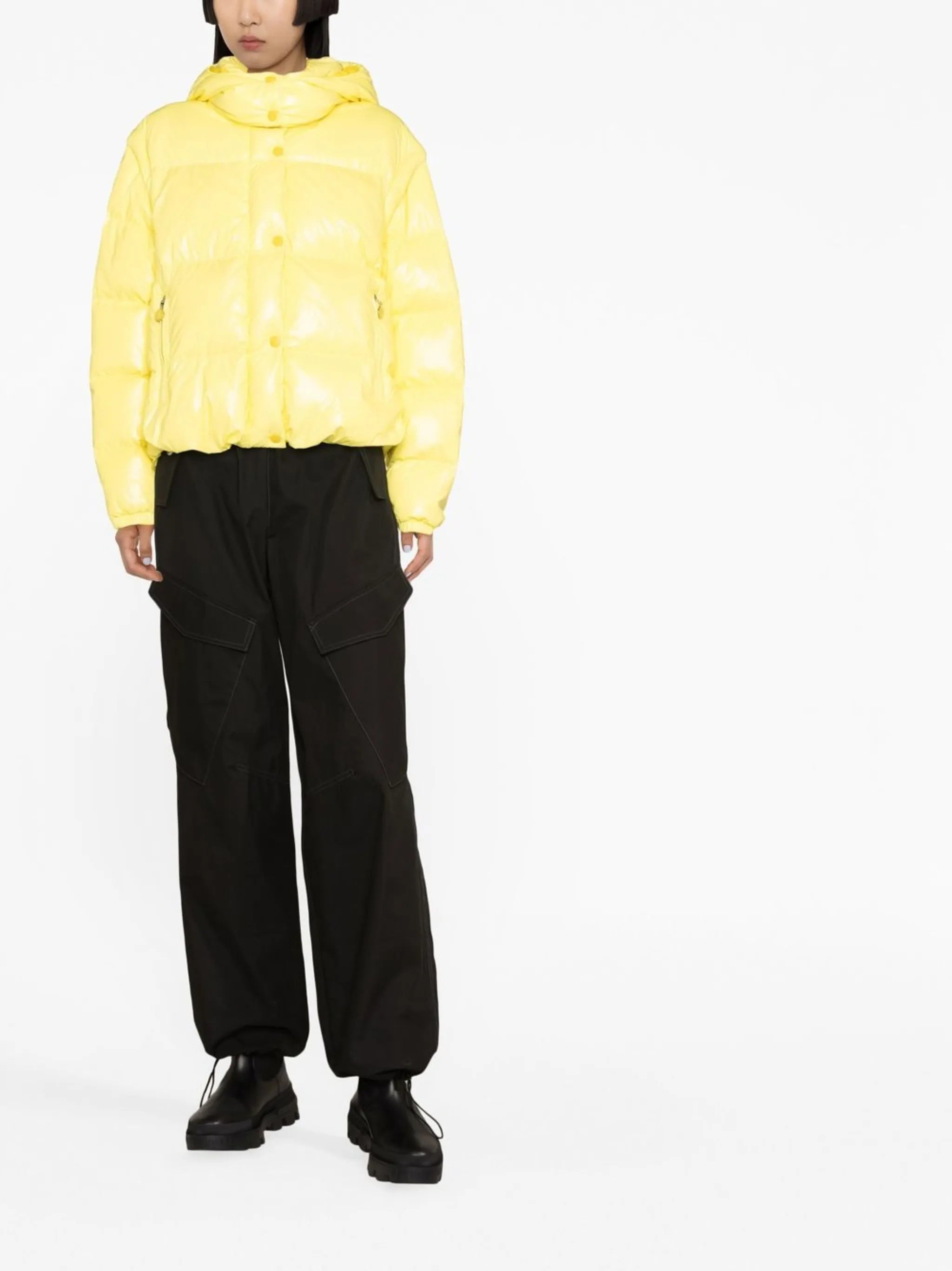 Yellow Hooded Puffer Jacket