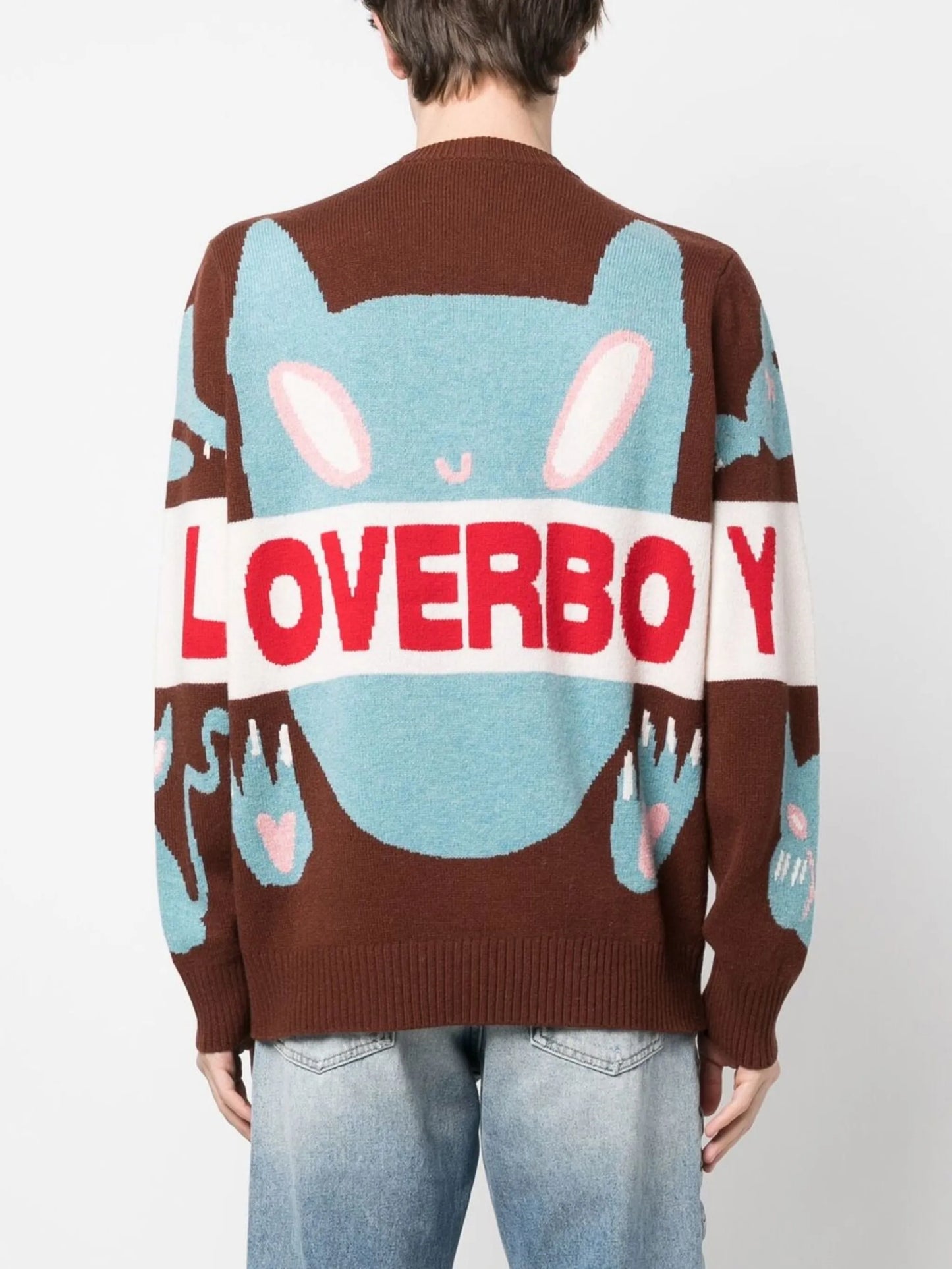 Loverboy cat-motif intarsia jumper