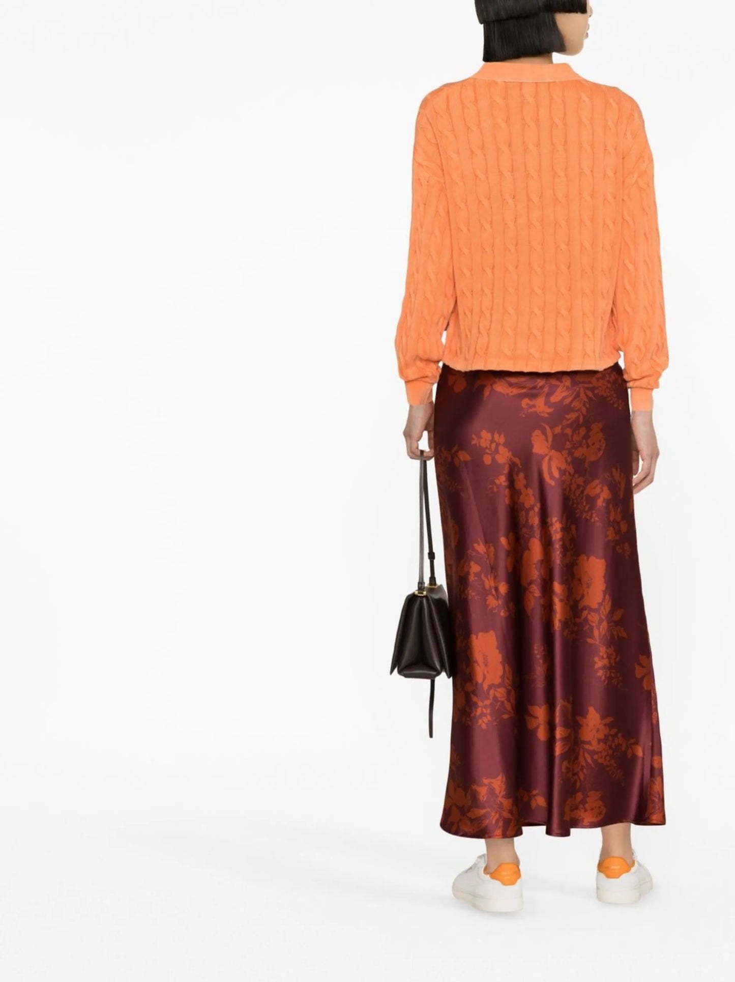 cable-knit polo jumper