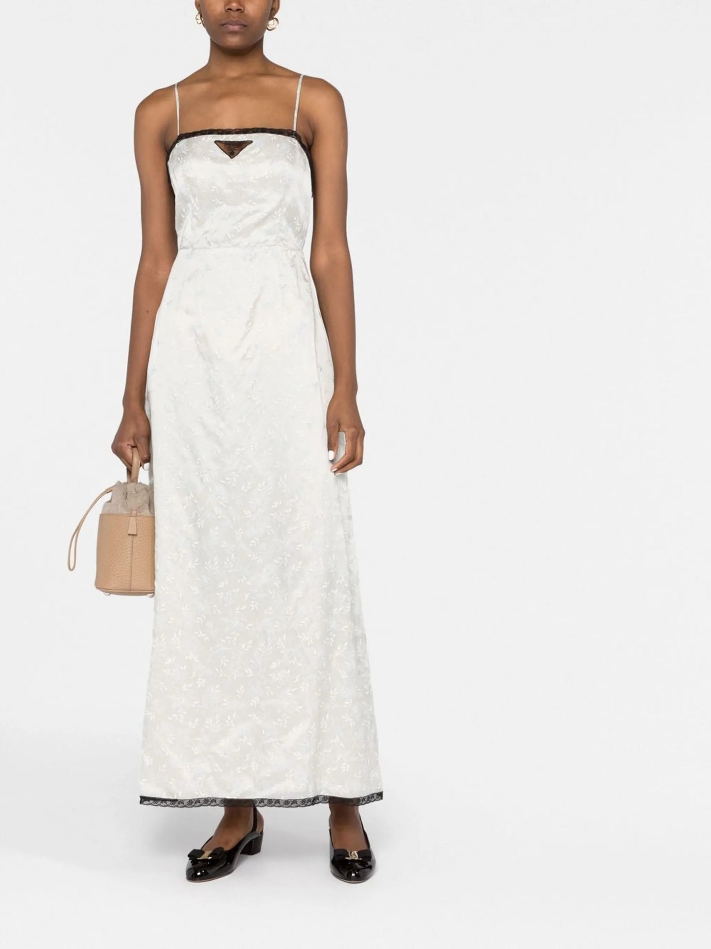 lace-trim maxi dress