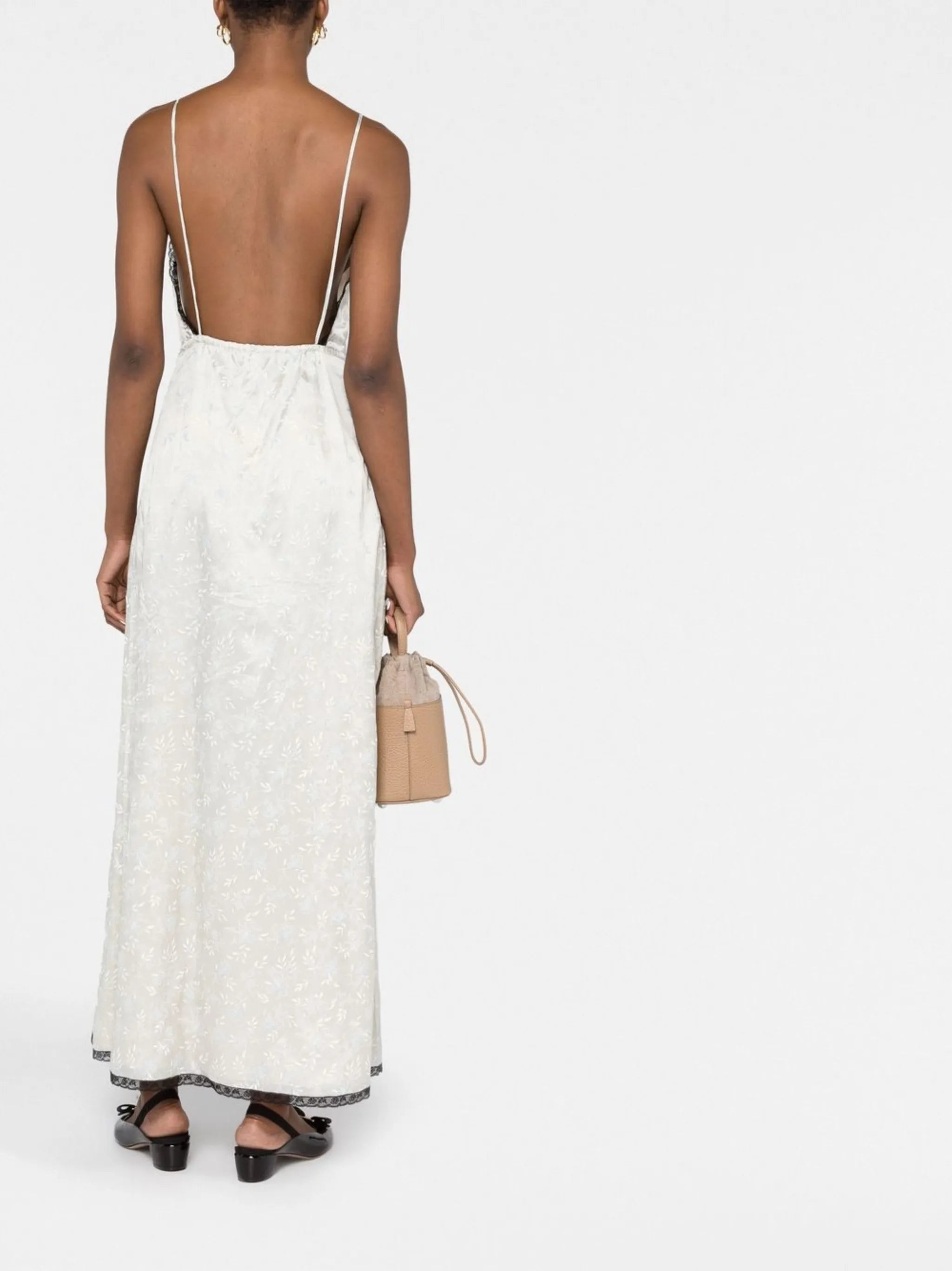 lace-trim maxi dress