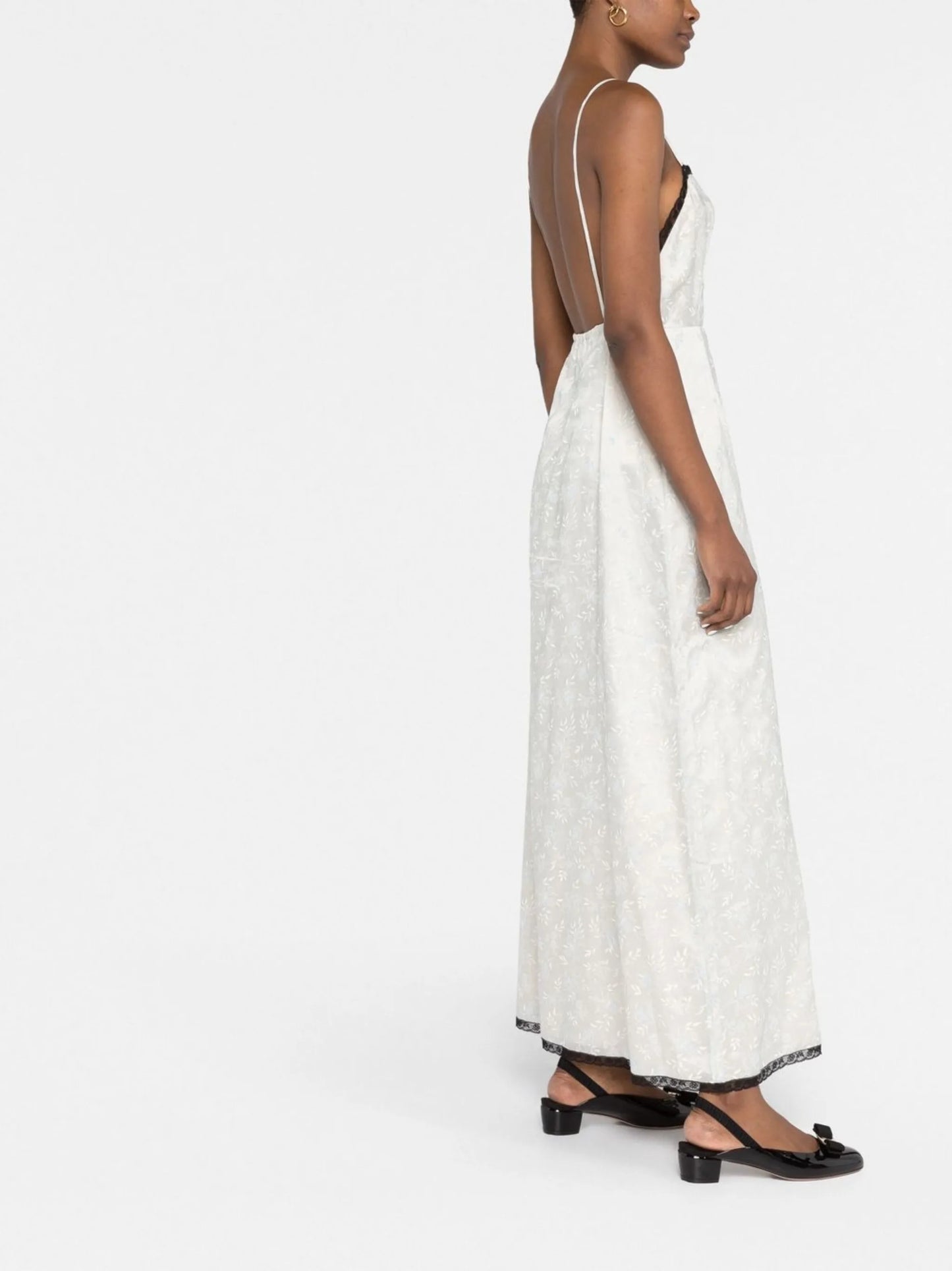 lace-trim maxi dress