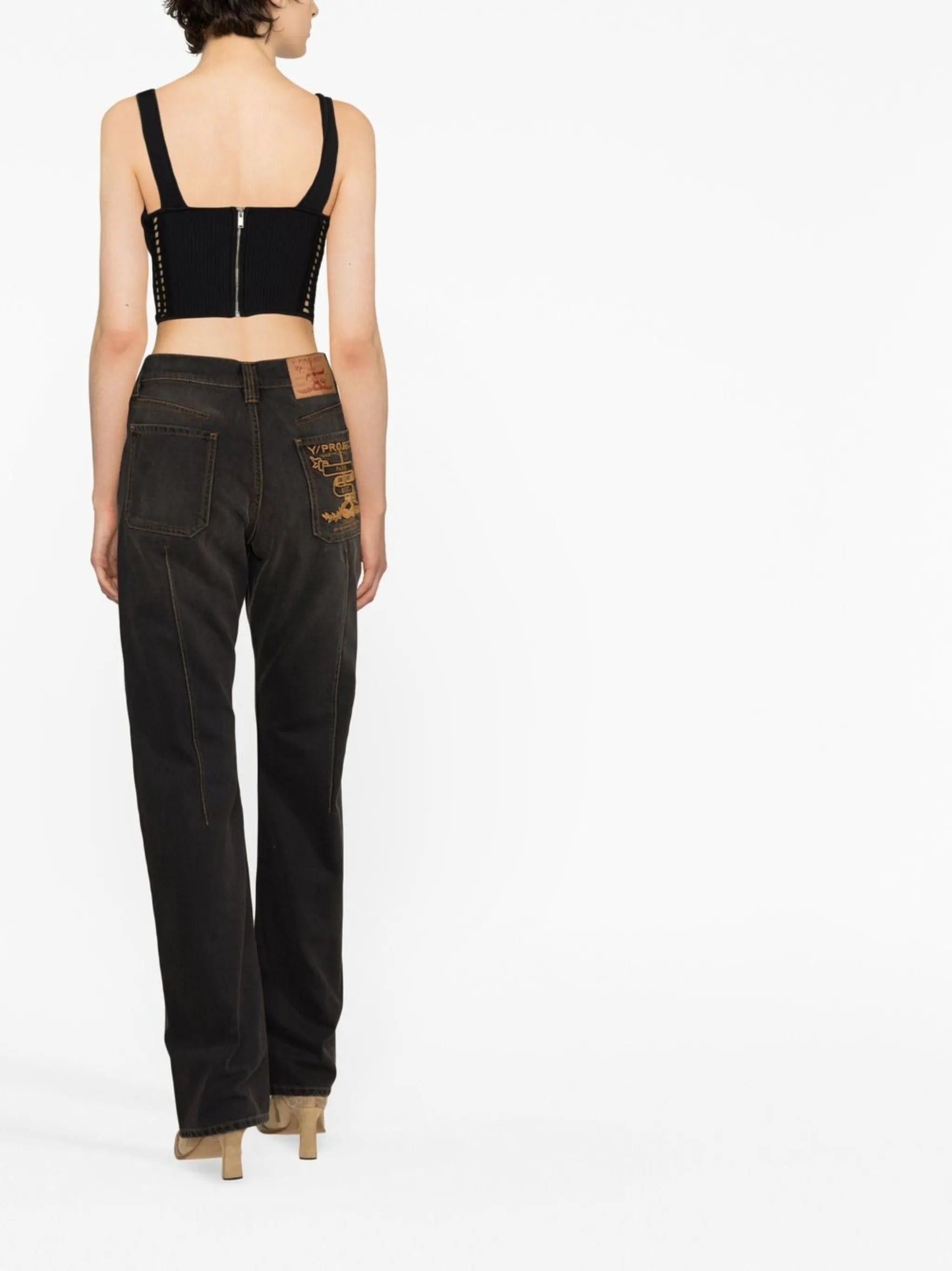 seam-detail wide-leg jeans