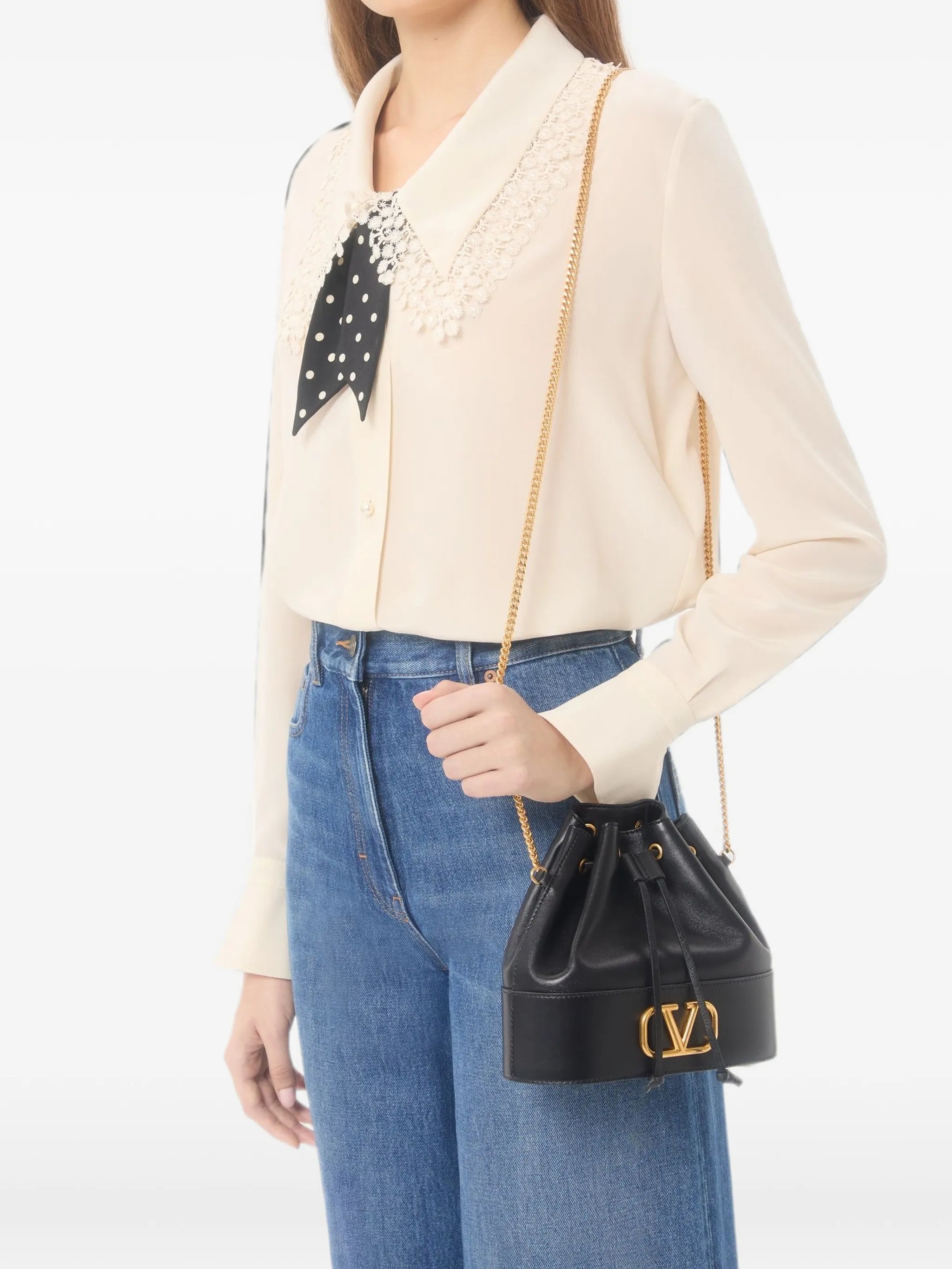 mini VLogo leather bucket bag